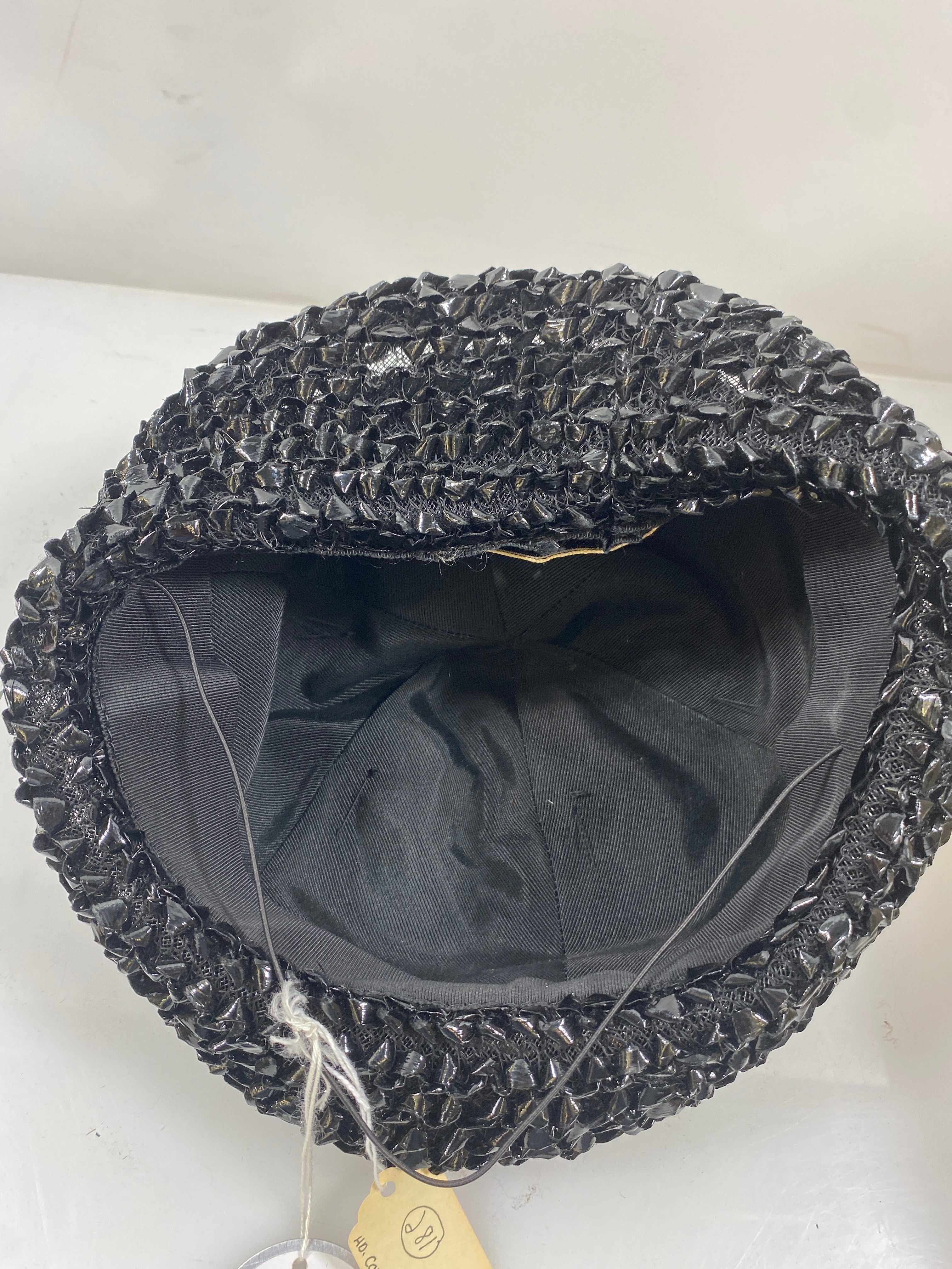 Vintage Christian Dior Black Cloth and Straw Bucket Hat