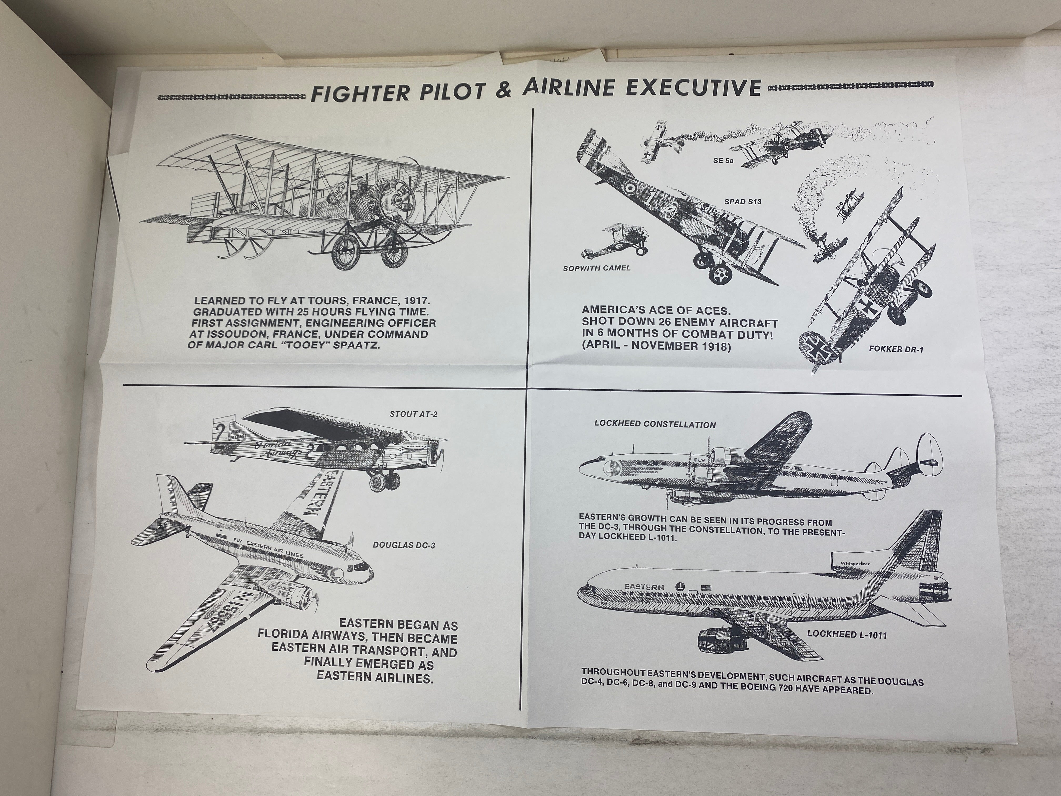 Vintage Eddie Rickenbacker Aviation History Educational Packet 1989