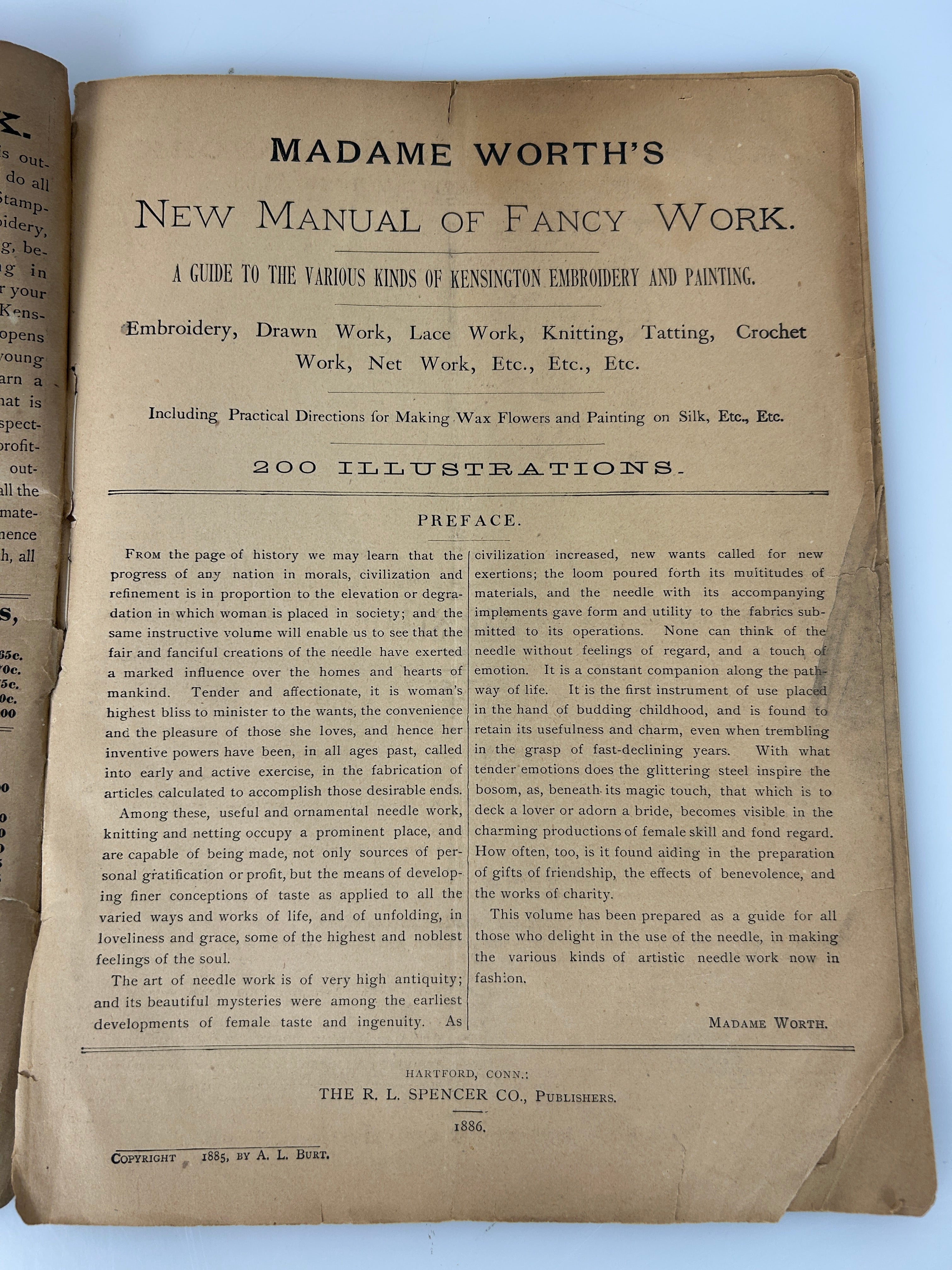 Vintage Embroidery Guide: Madam Worth's New Manual of Fancy Work 1886 RL Spencer