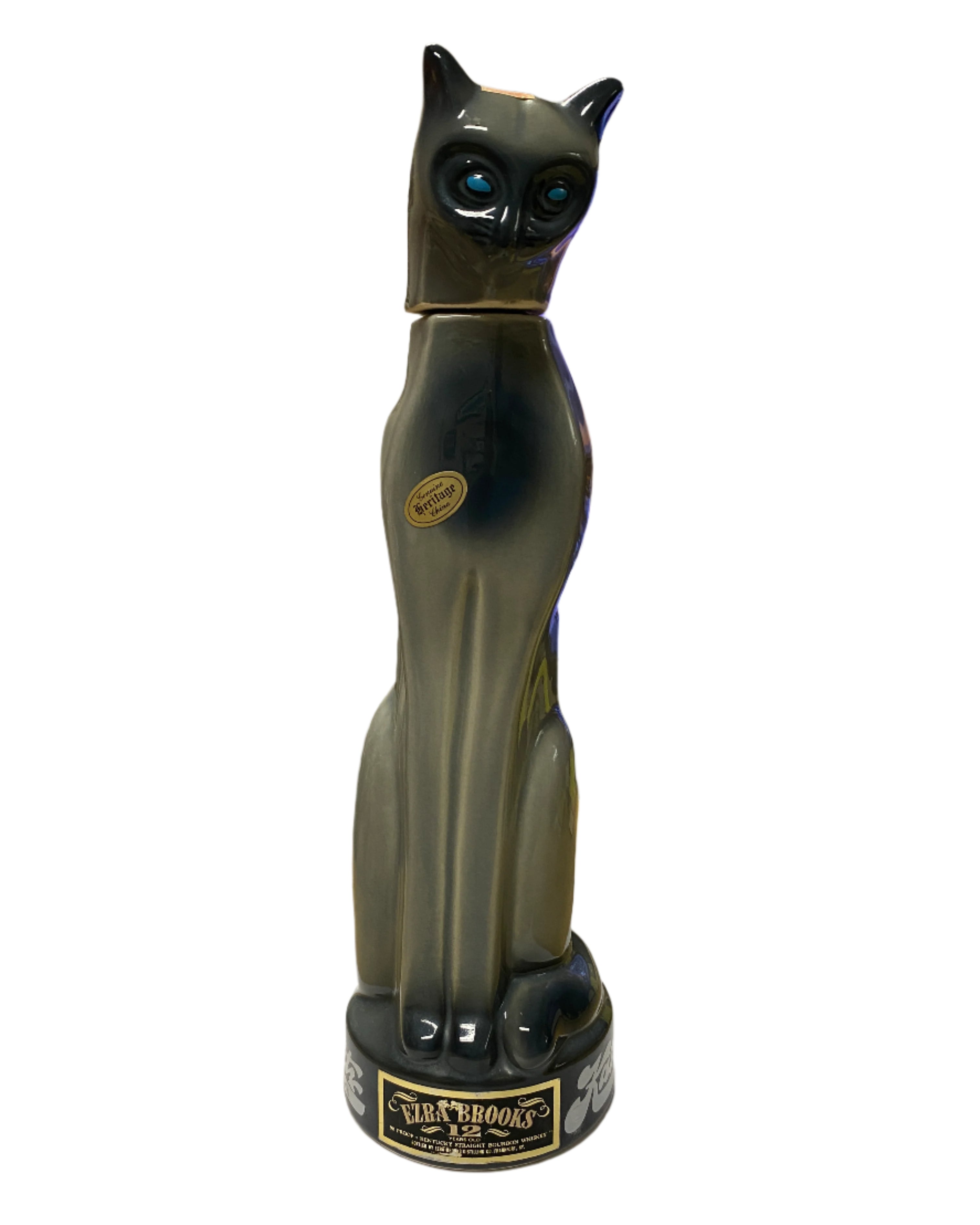 Vintage Ezra Brooks Bourbon Siamese Cat Bottle 1969
