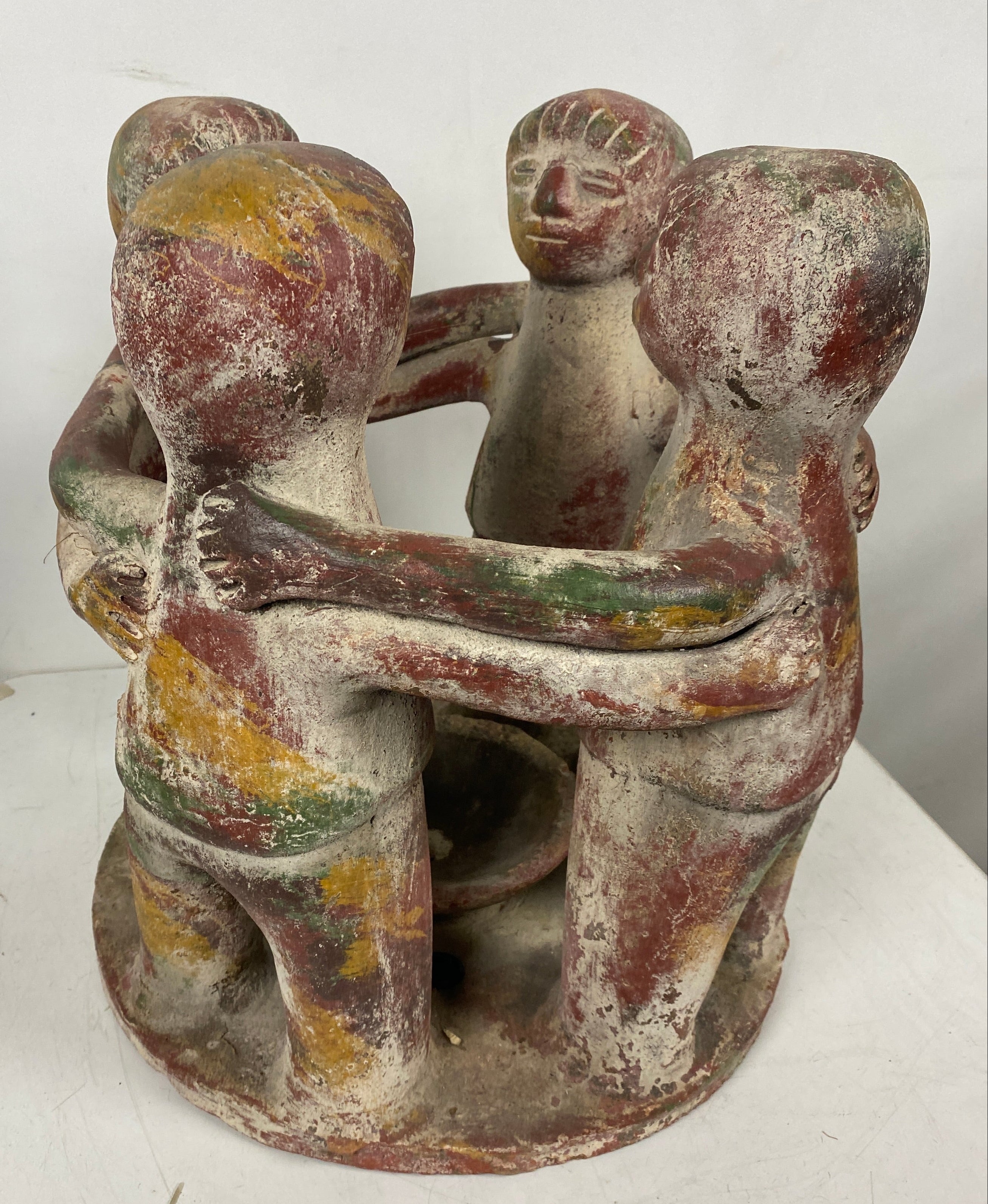 Vintage Folk Art Four Figure Candle Holder