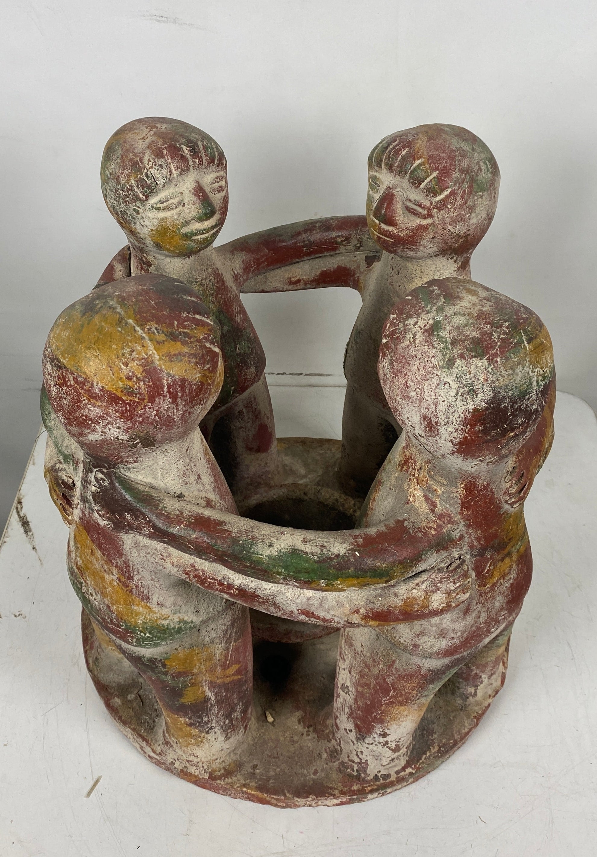 Vintage Folk Art Four Figure Candle Holder