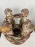 Vintage Folk Art Four Figure Candle Holder