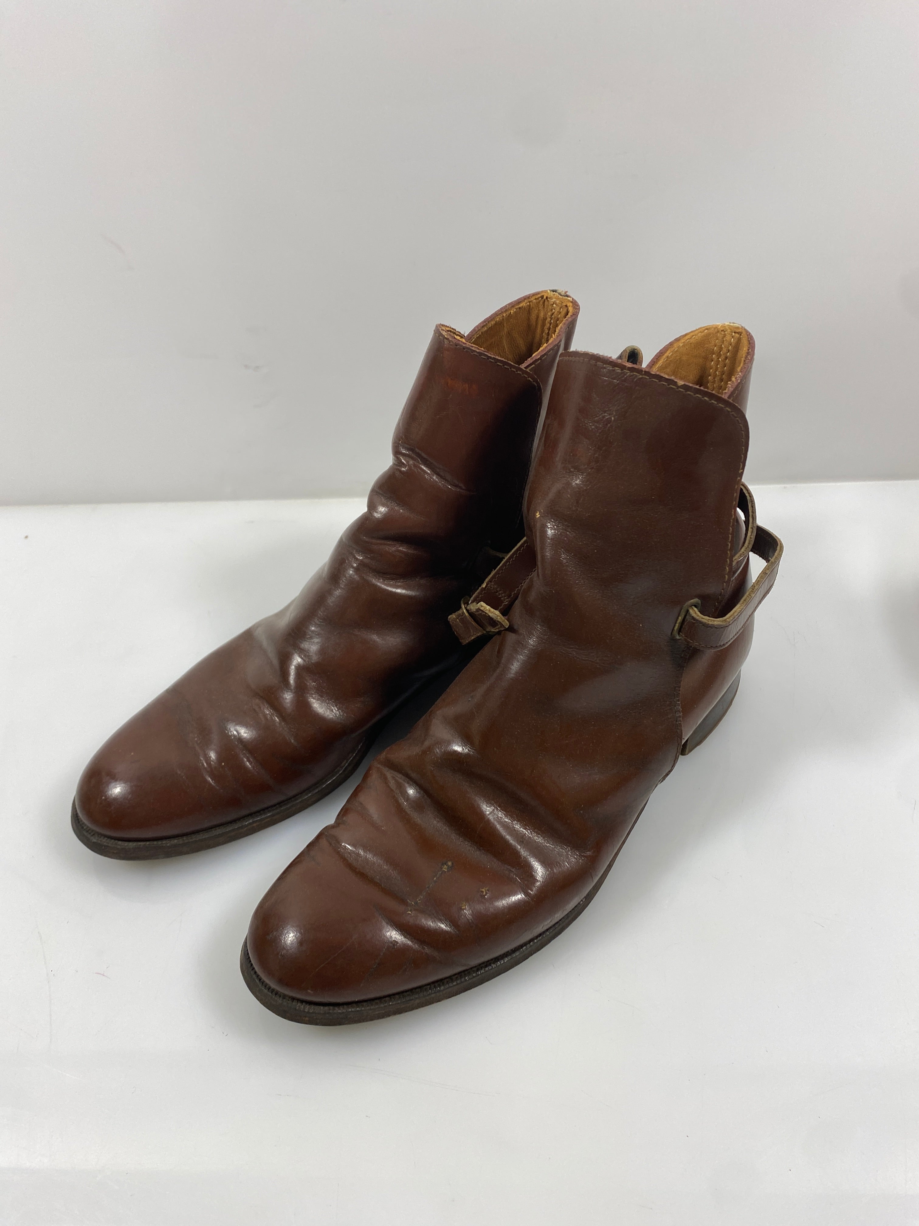 Vintage FRYE Men's 10 D Jodhpur Ankle Boots Leather Brown 1970's