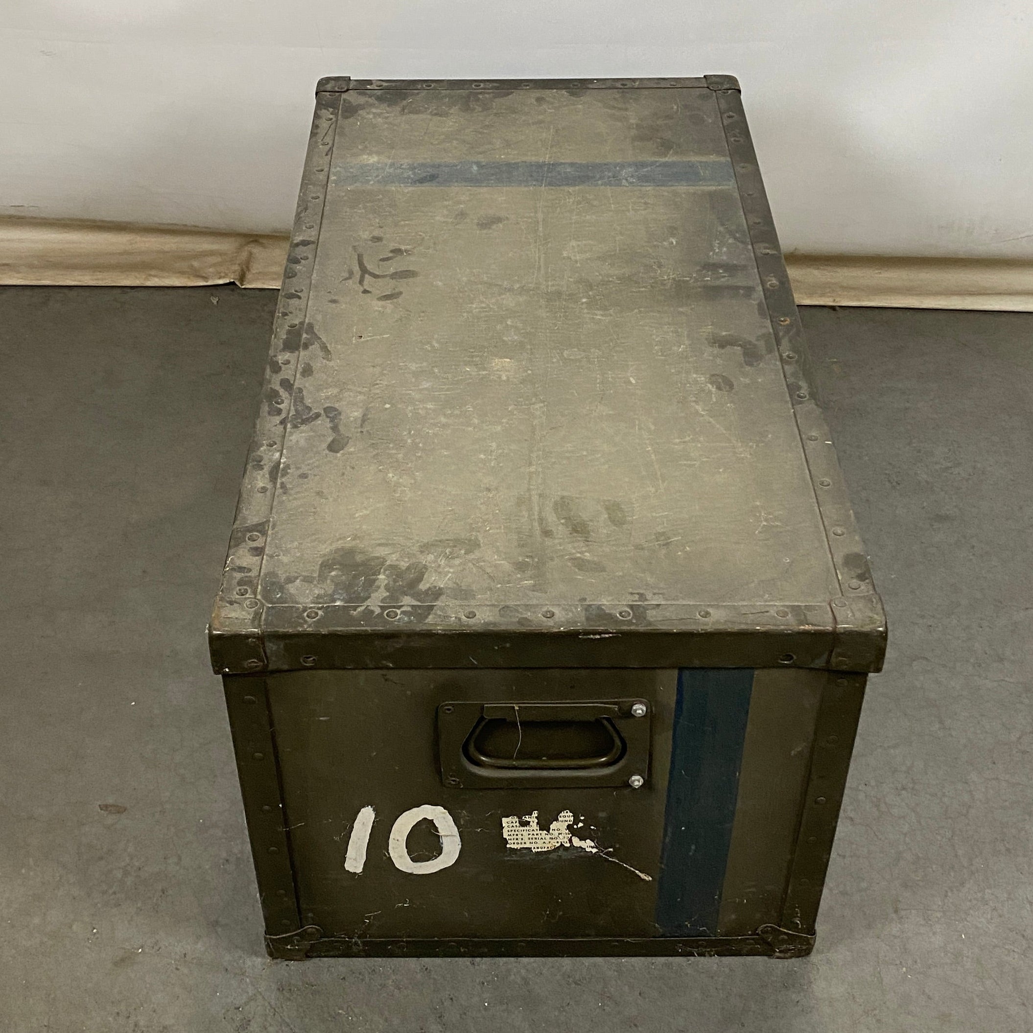Vintage Green Travel Trunk Brass Hardware #2