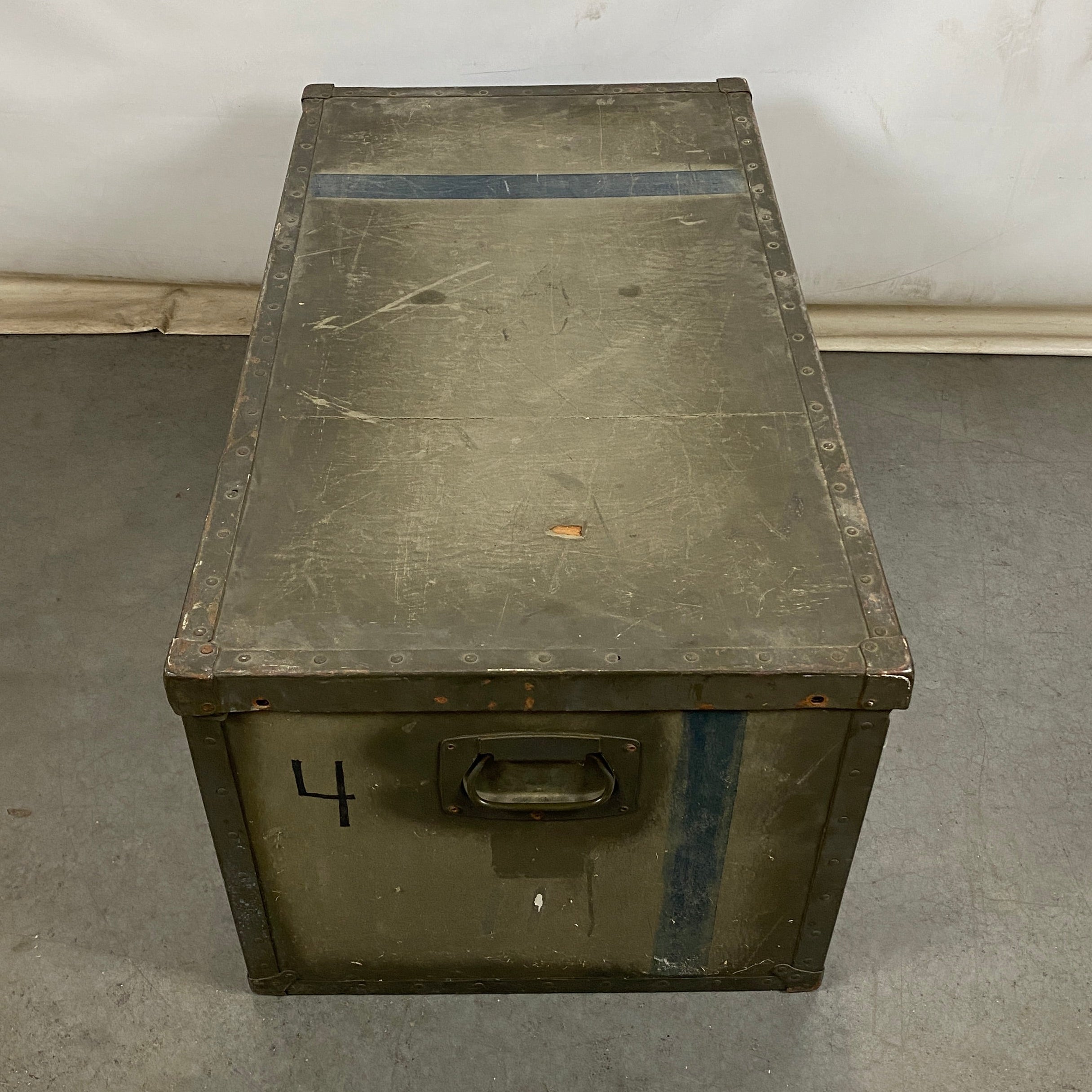 Vintage Green Travel Trunk Brass Hardware