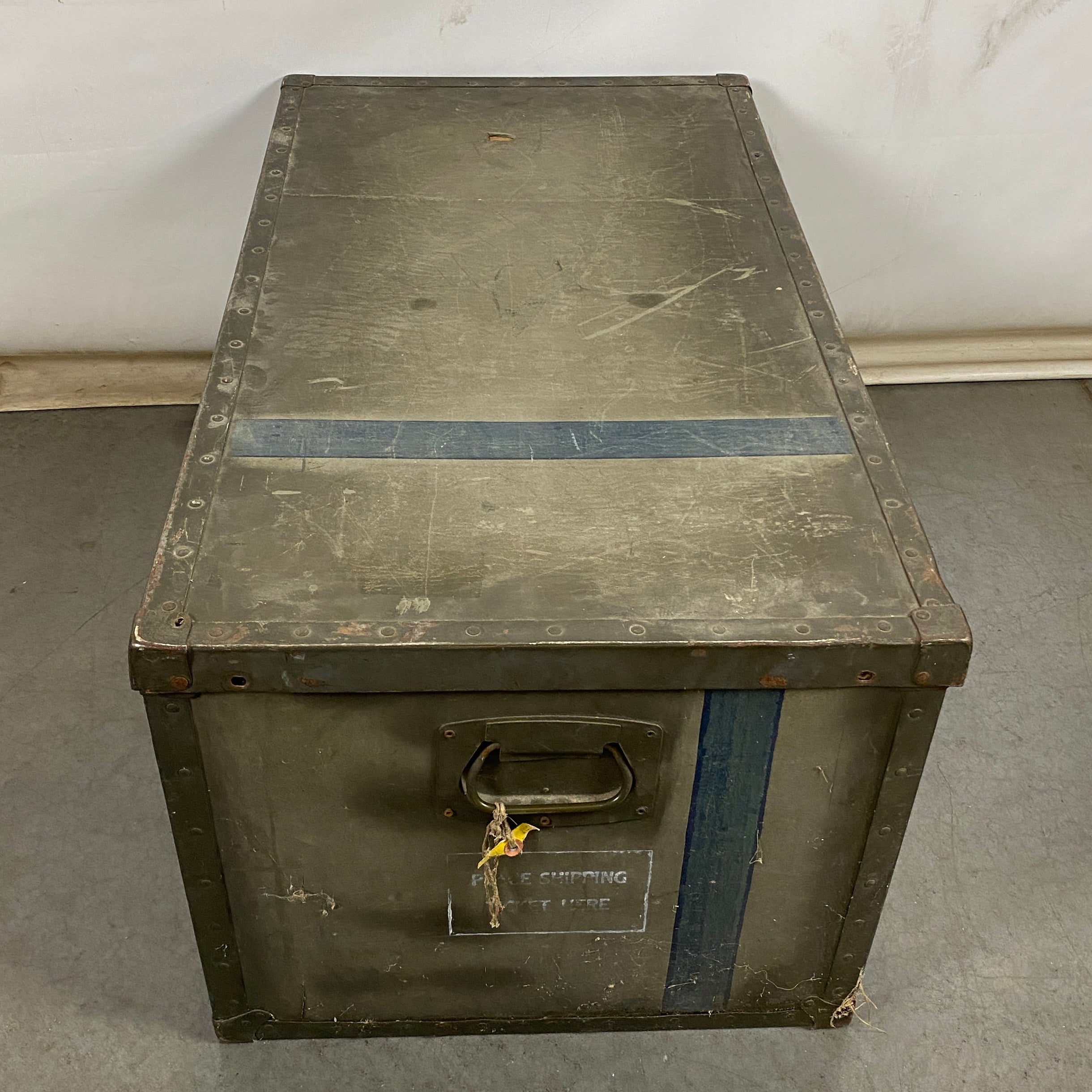Vintage Green Travel Trunk Brass Hardware