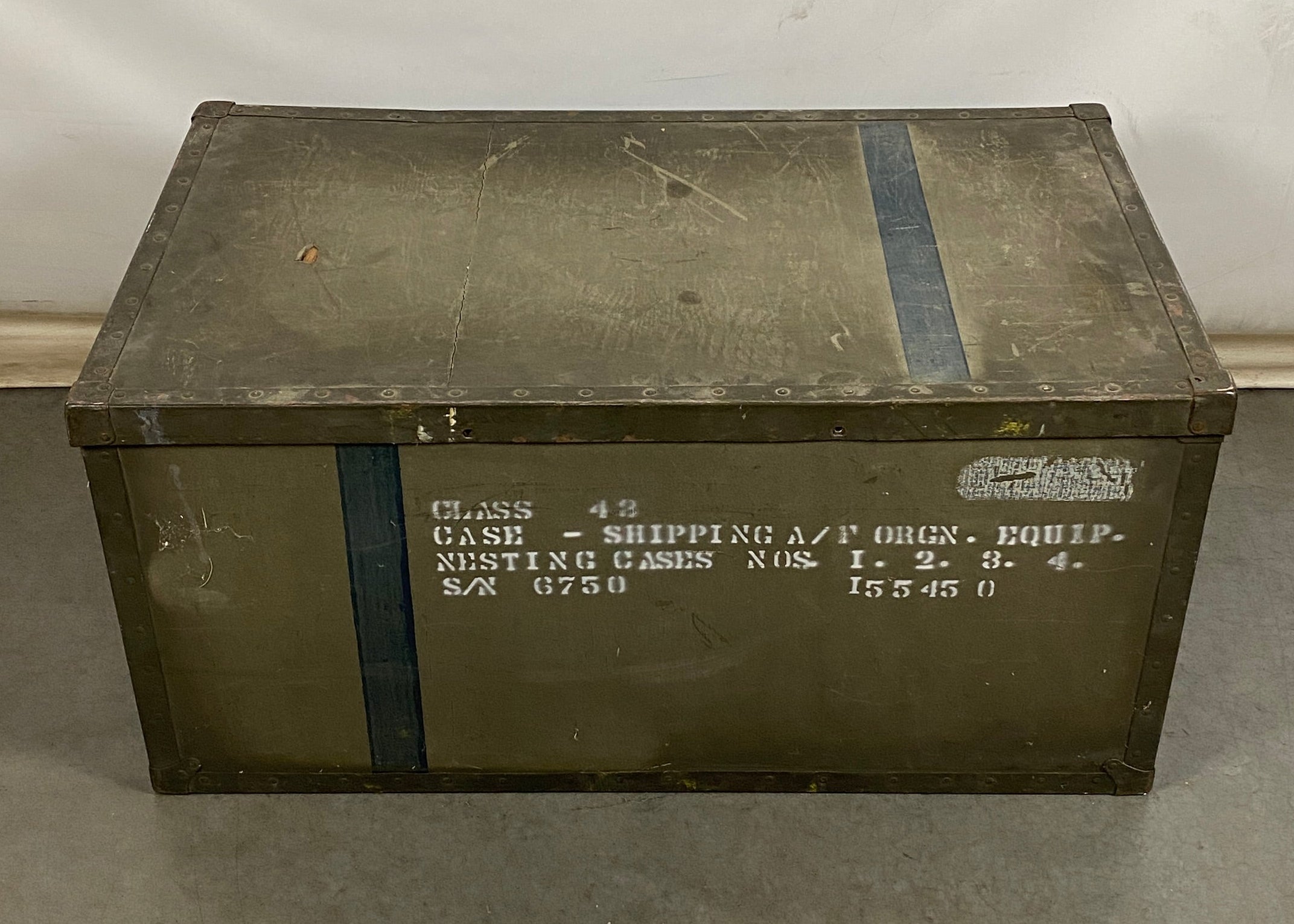 Vintage Green Travel Trunk Brass Hardware
