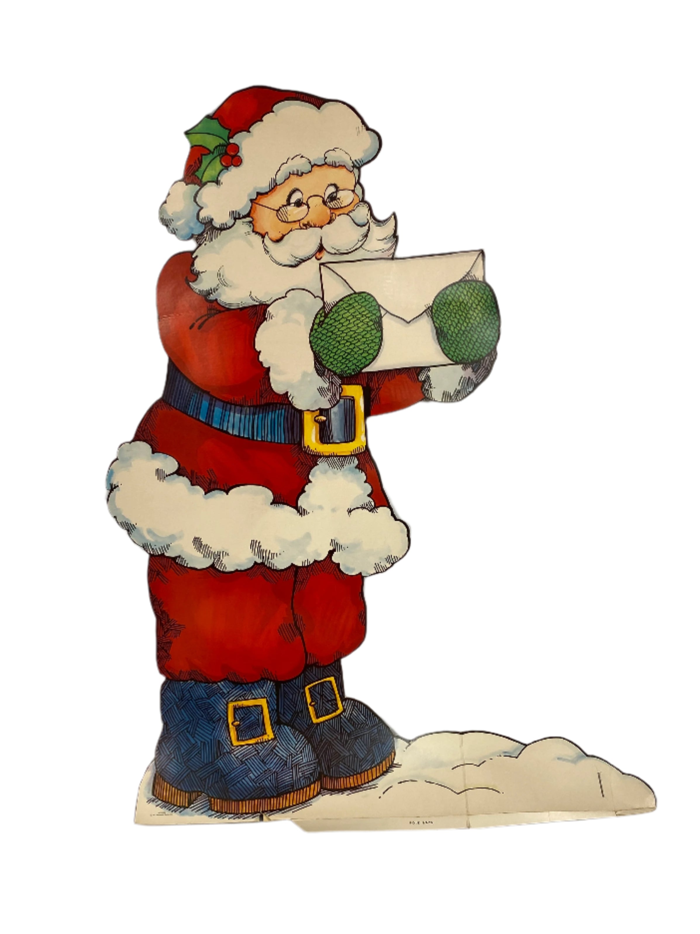 Vintage Hallmark Double-Sided Santa Cardboard Cutout