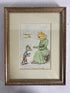 Vintage Hand Drawn Orphanage Helping a Kitten Framed Drawing
