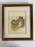 Vintage Hand Drawn Teacher Cat with Student Kittens Framed Drawing