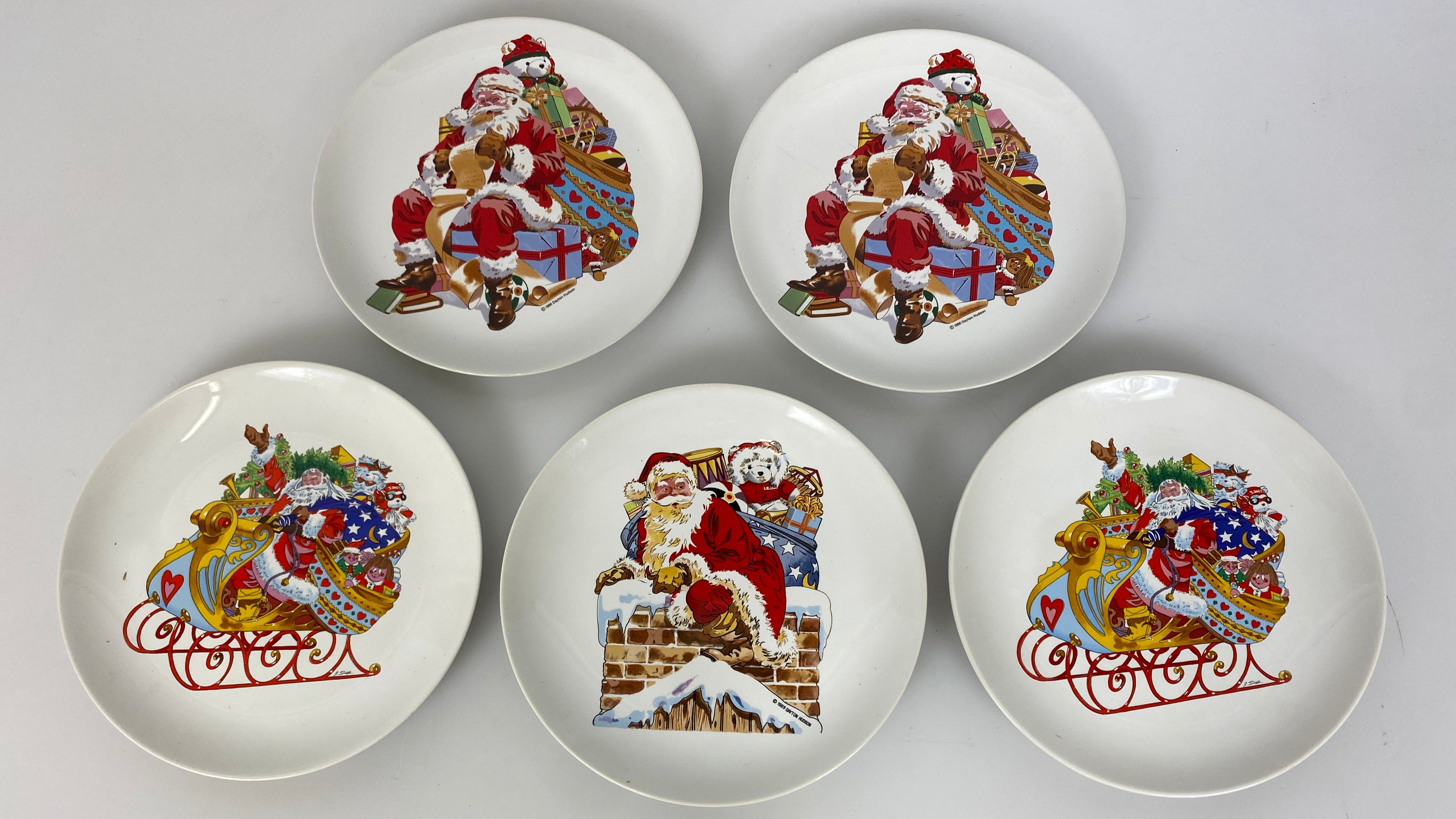 Vintage Hudson's Christmas Plates Pack of 5 1988-1990