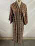 Vintage Japanese Kimono Brown Floral Pattern