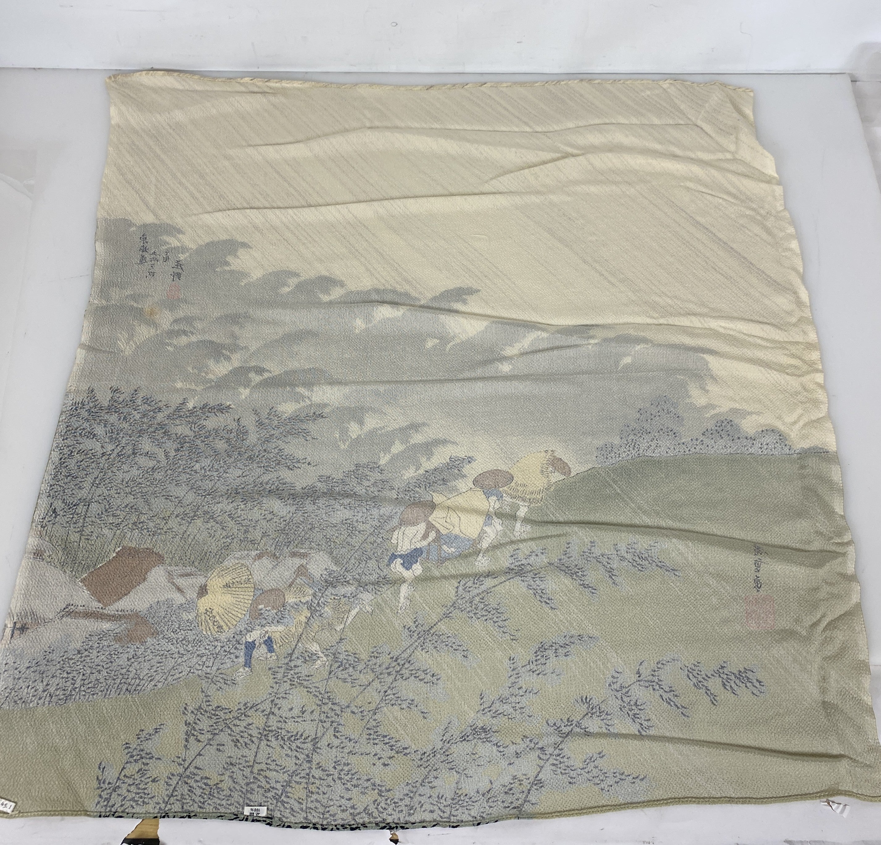 Vintage Japanese White Silk Print