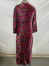 Vintage Late 1960s Pink Paisley Print Velvet Dress with Bell Sleeves Size Unknown