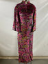 Vintage Late 1960s Pink Paisley Print Velvet Dress with Bell Sleeves Size Unknown