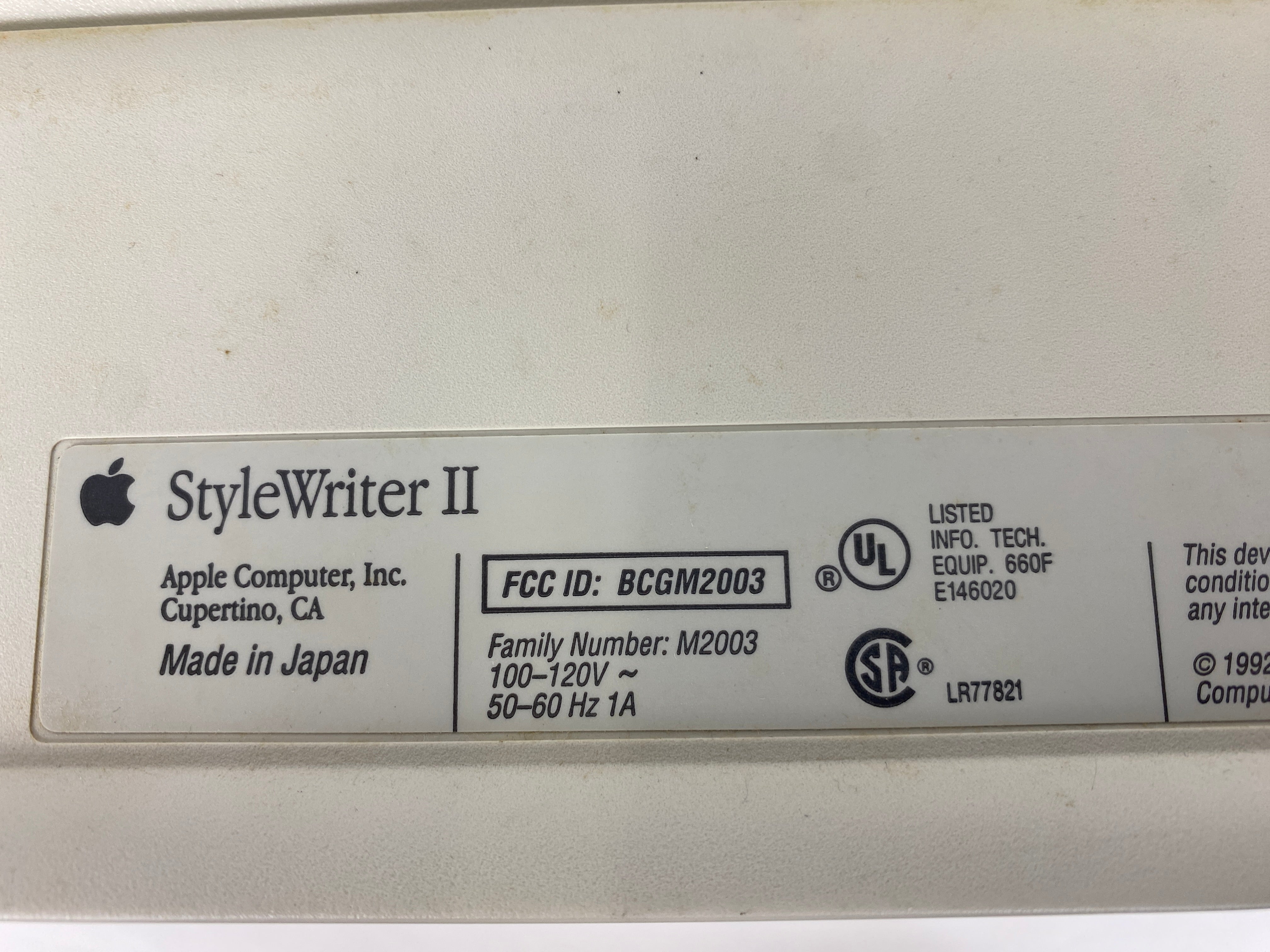 Vintage M2003 Apple StyleWriter II