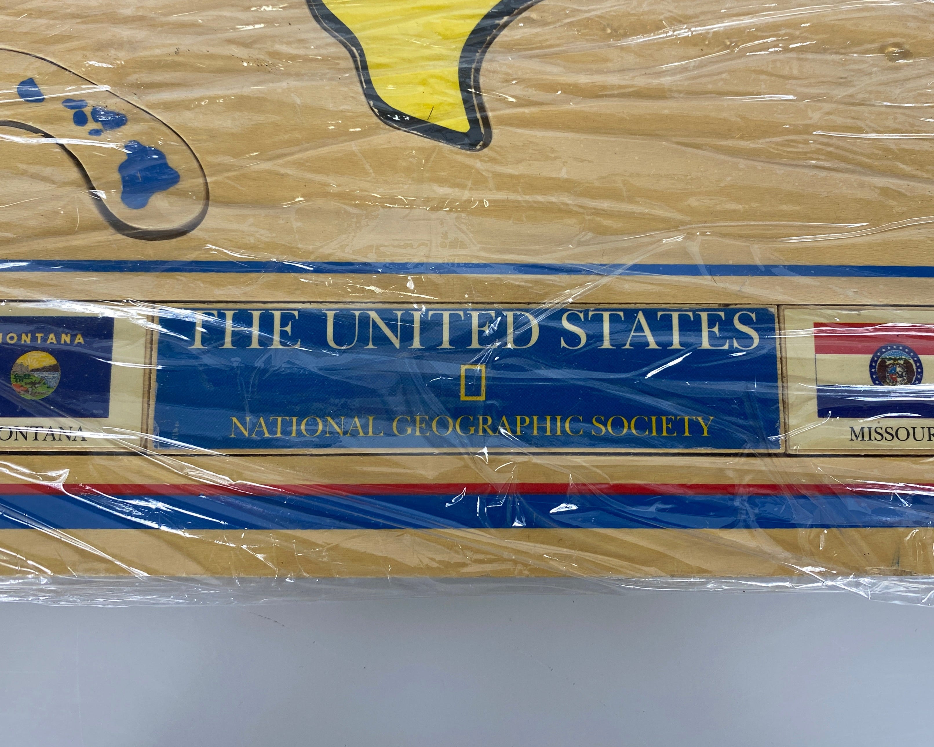 Vintage National Geographic Society United States and Flags Wooden Puzzle