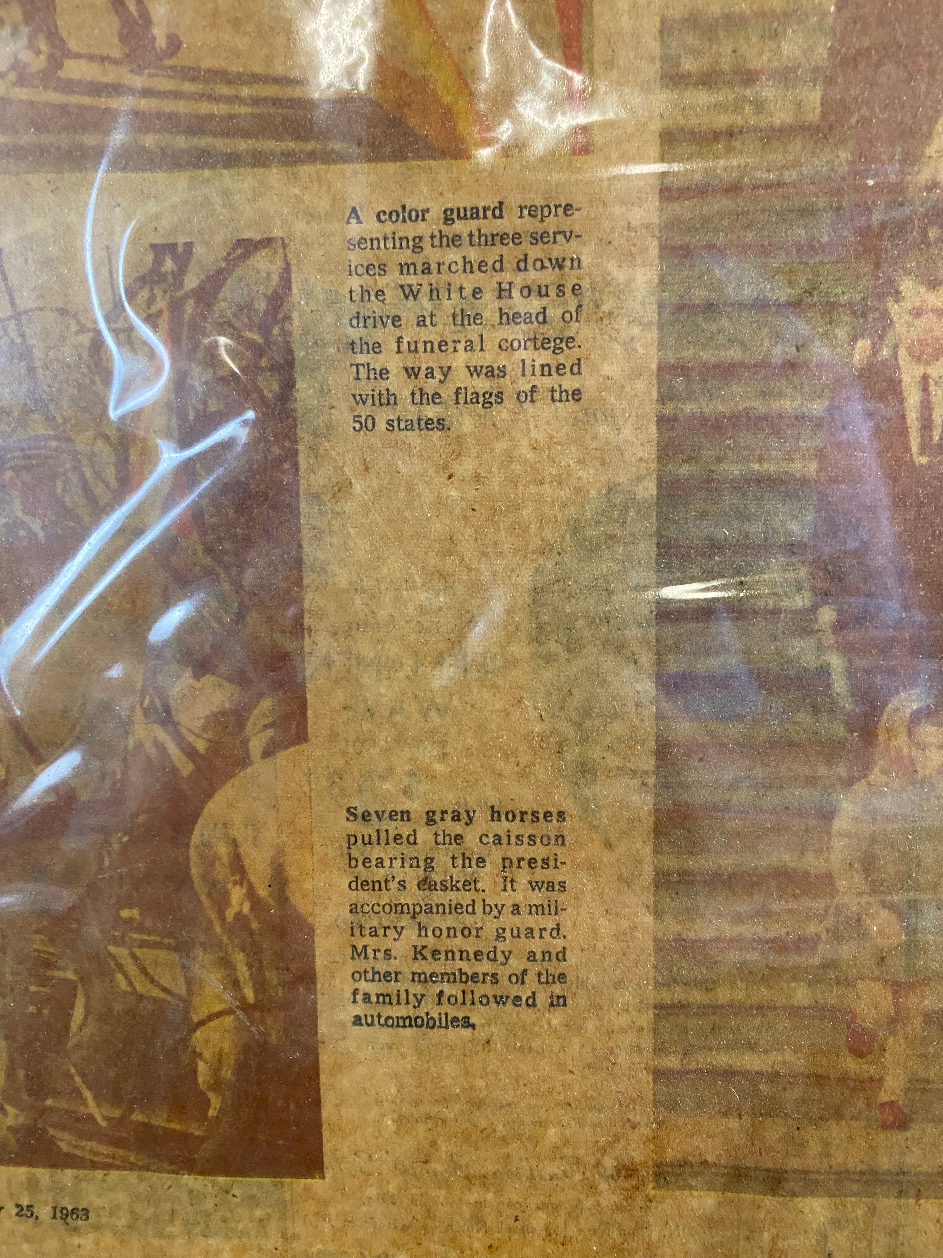Vintage Newspaper Clipping of Kennedy's Funeral Framed