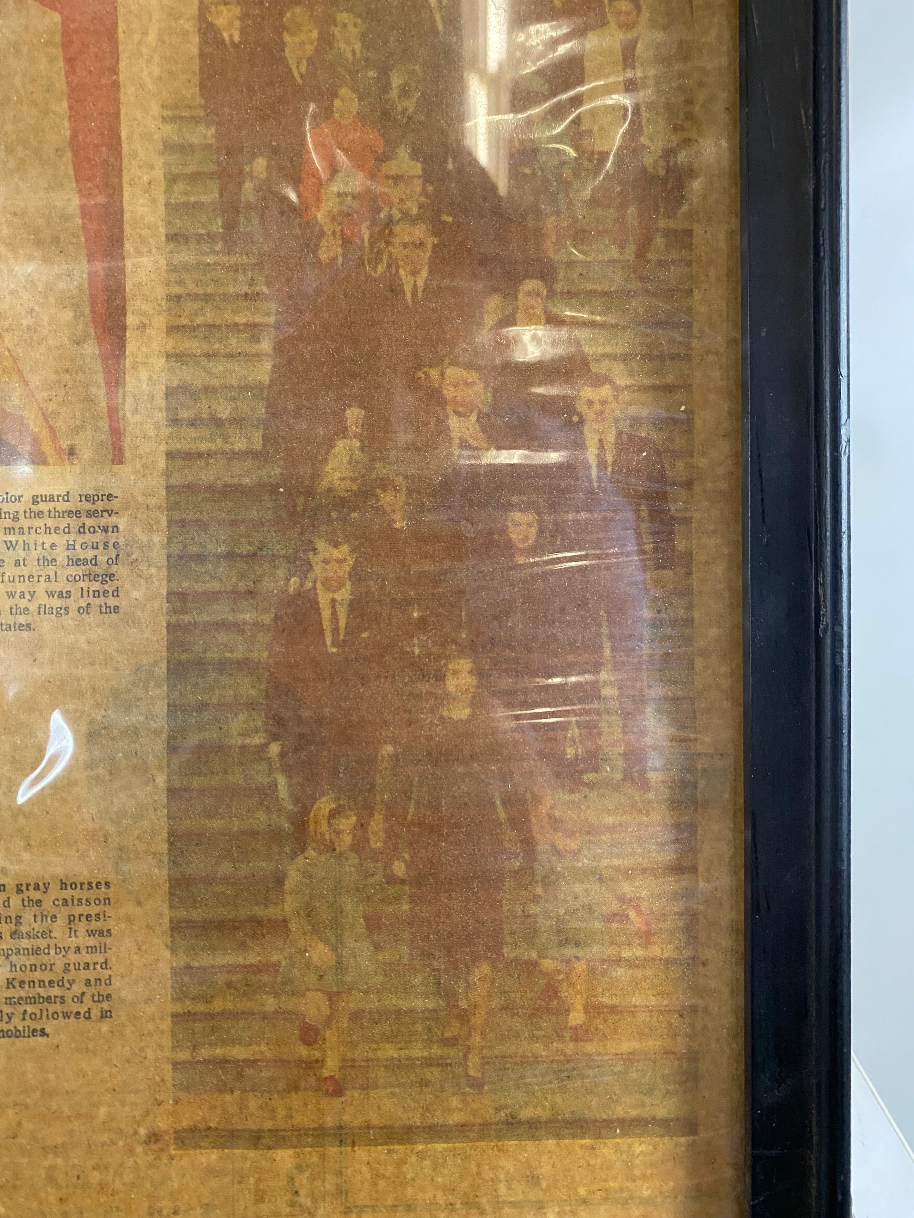 Vintage Newspaper Clipping of Kennedy's Funeral Framed