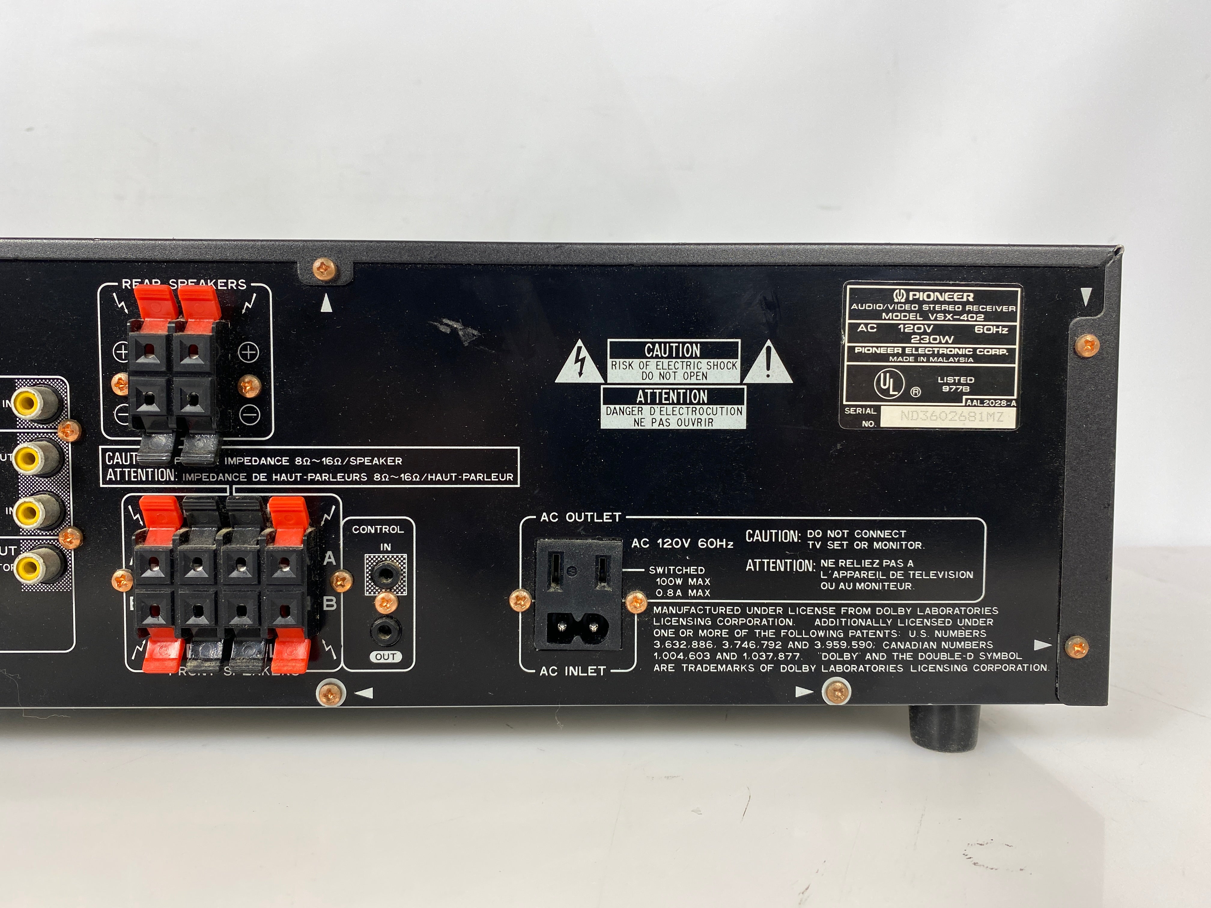 Vintage Pioneer VSX-402 Audio Video Receiver