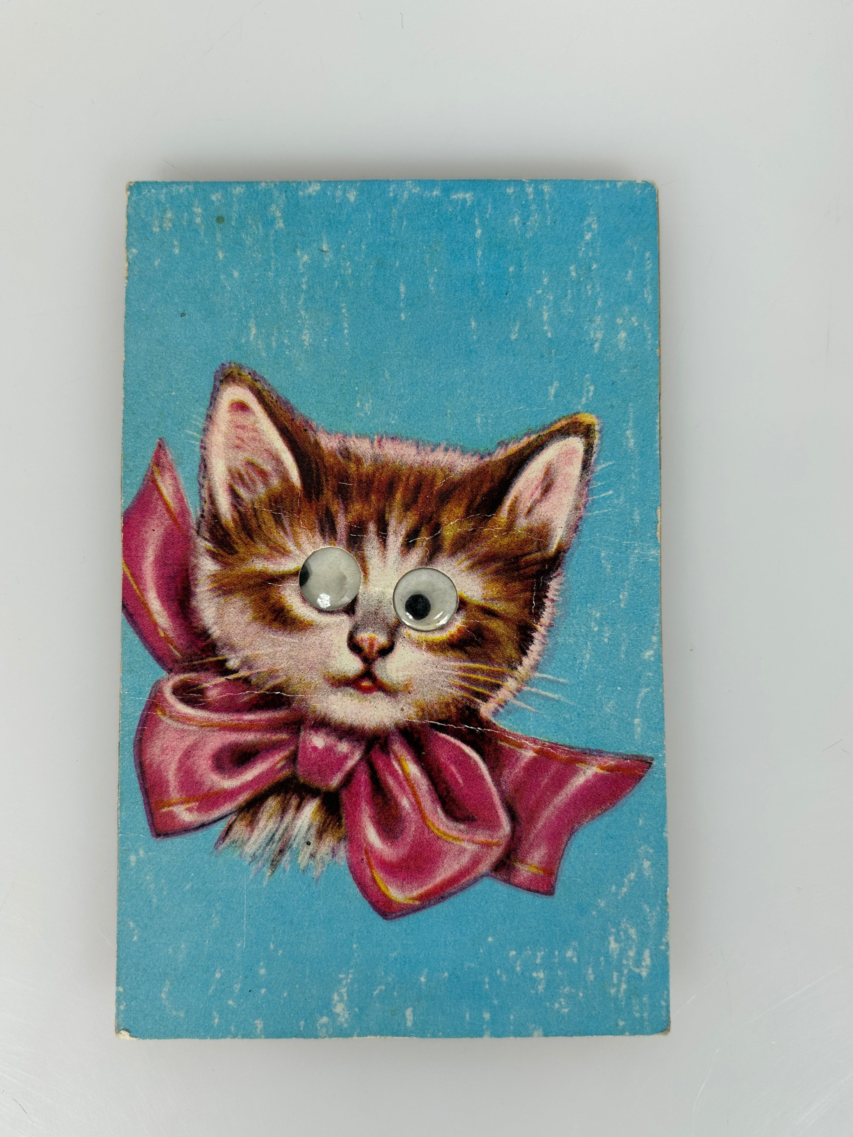 Vintage Postcard 1950s Kitty with Googly Eyes and Squeaker