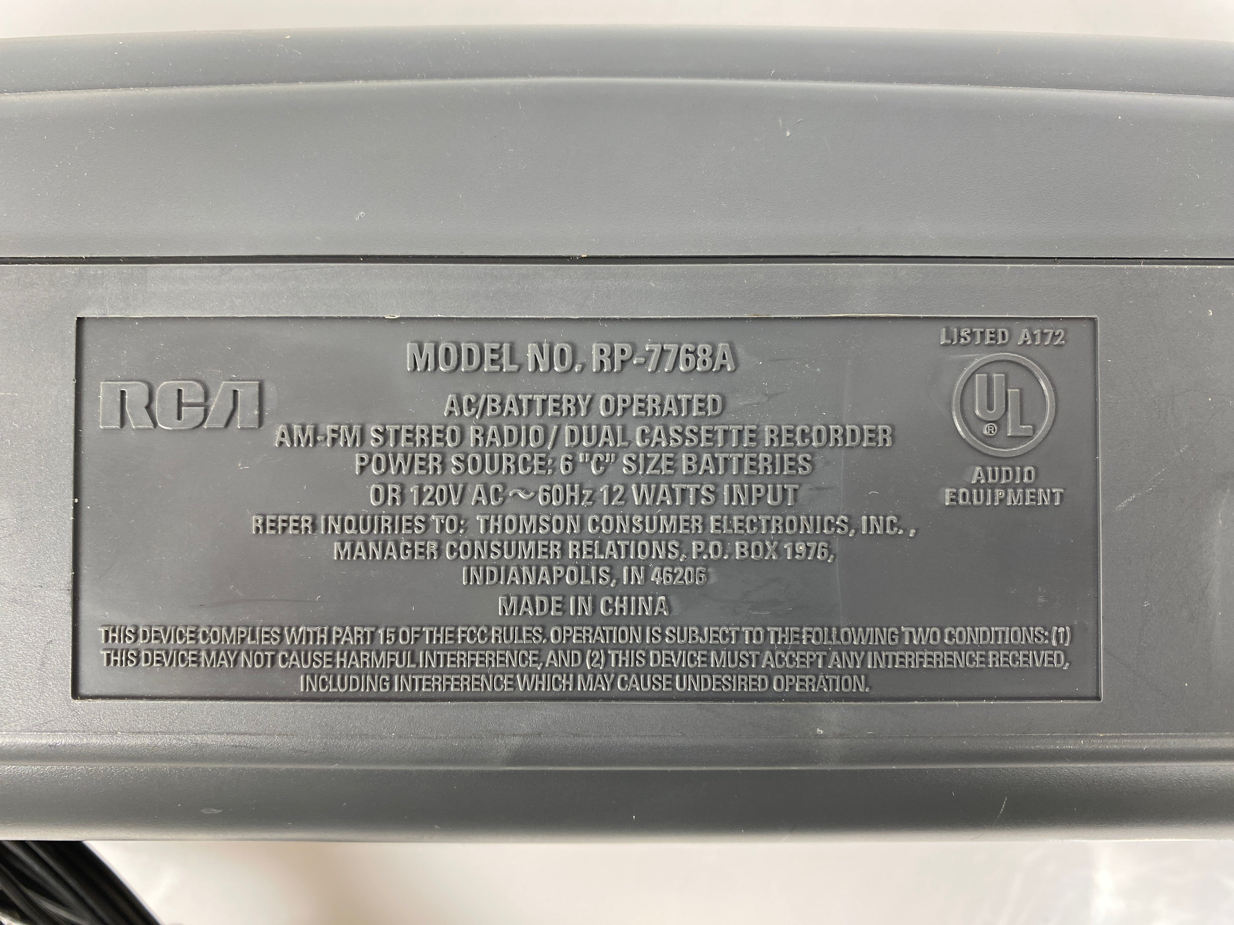 Vintage RCA RP-7768A AM/FM Stereo Radio Dual Cassette Boom Box