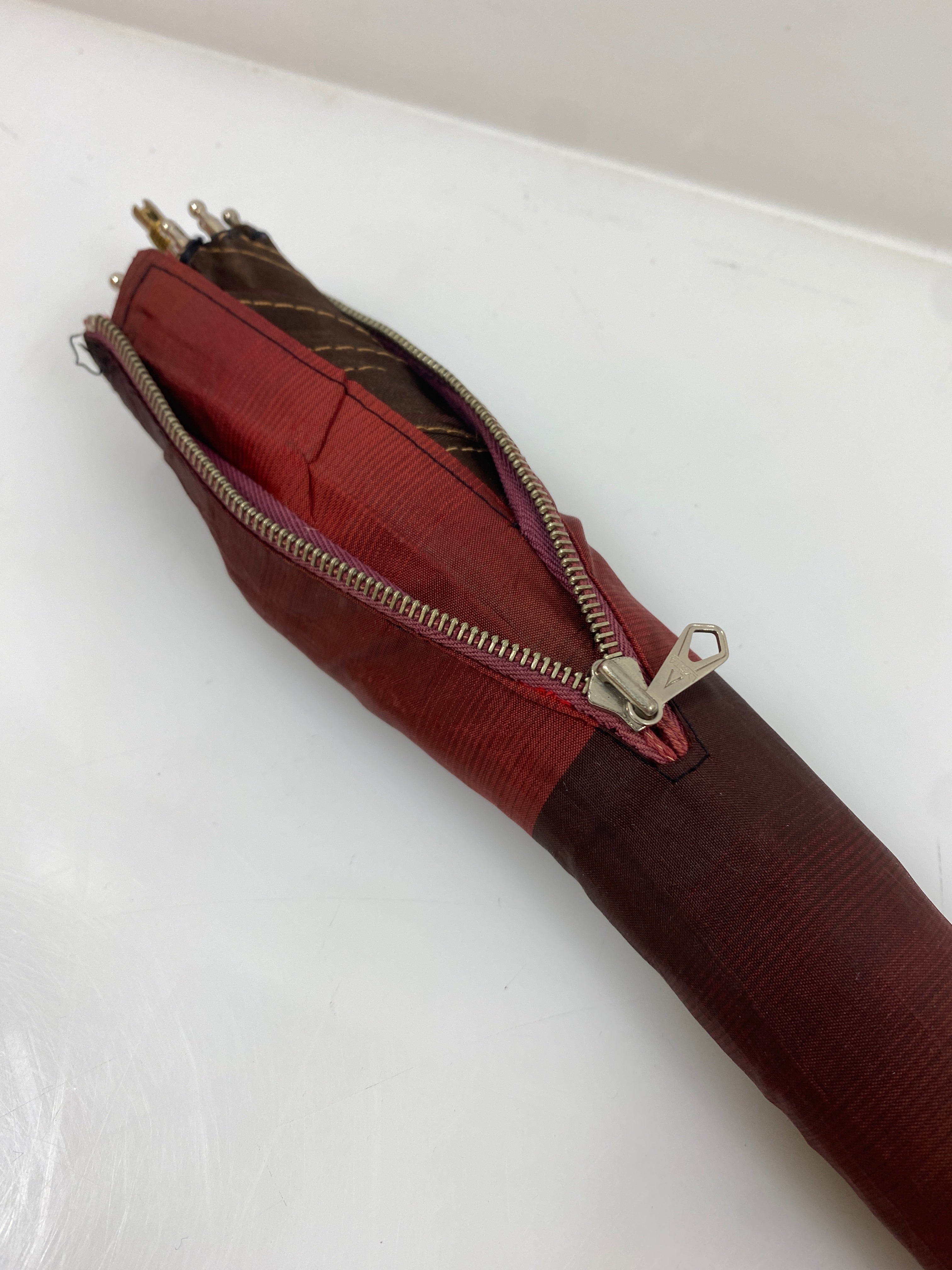 Vintage Red and Black Parasol with Detachable Handle and Cover