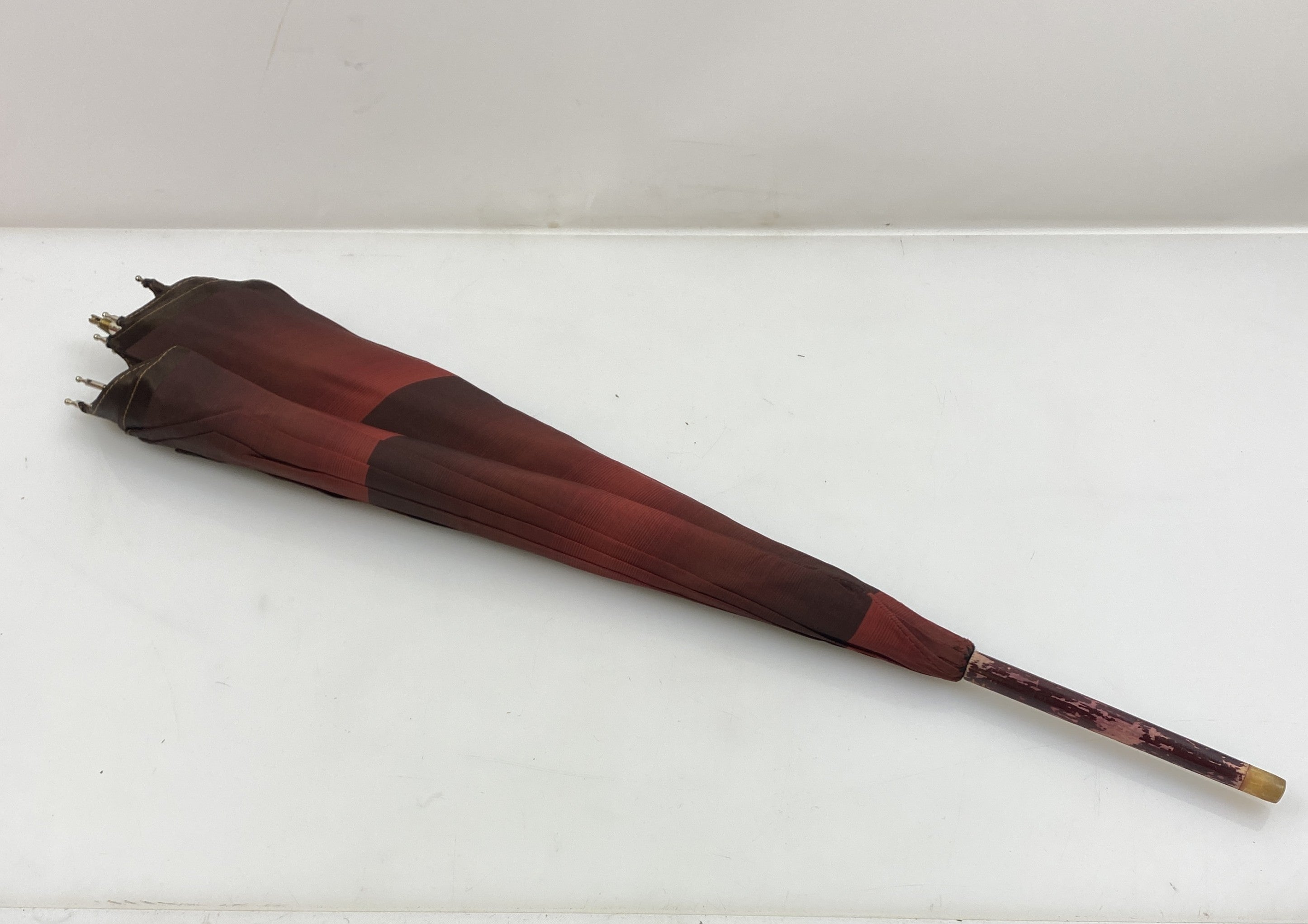 Vintage Red and Black Parasol with Detachable Handle and Cover