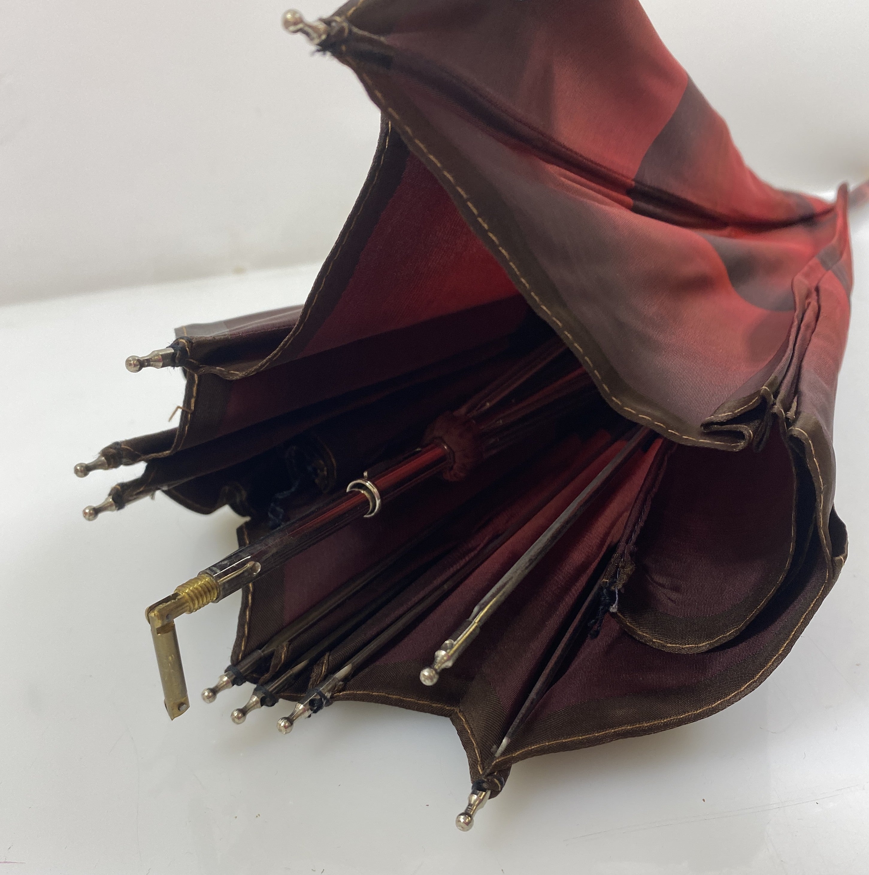 Vintage Red and Black Parasol with Detachable Handle and Cover