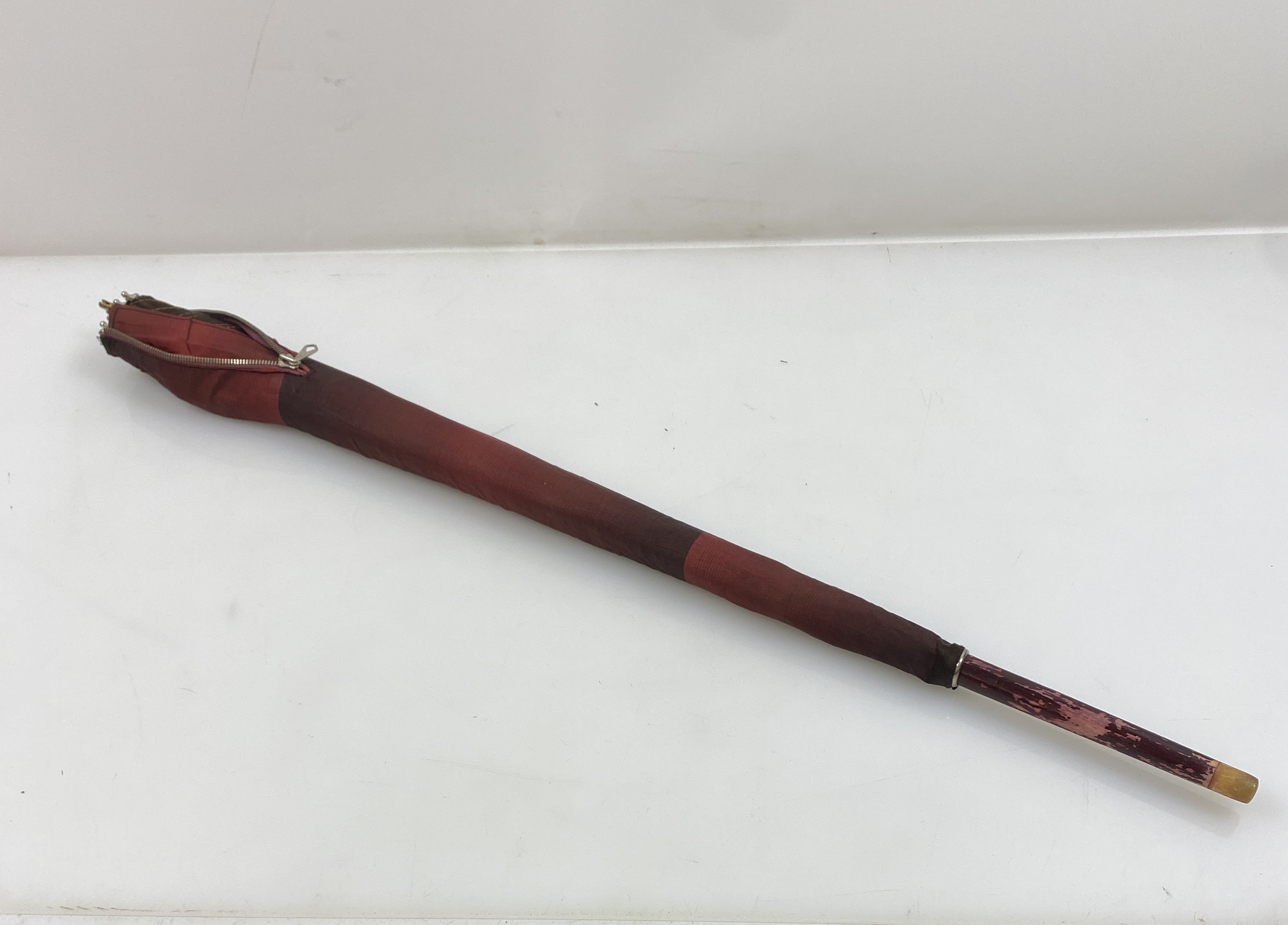 Vintage Red and Black Parasol with Detachable Handle and Cover