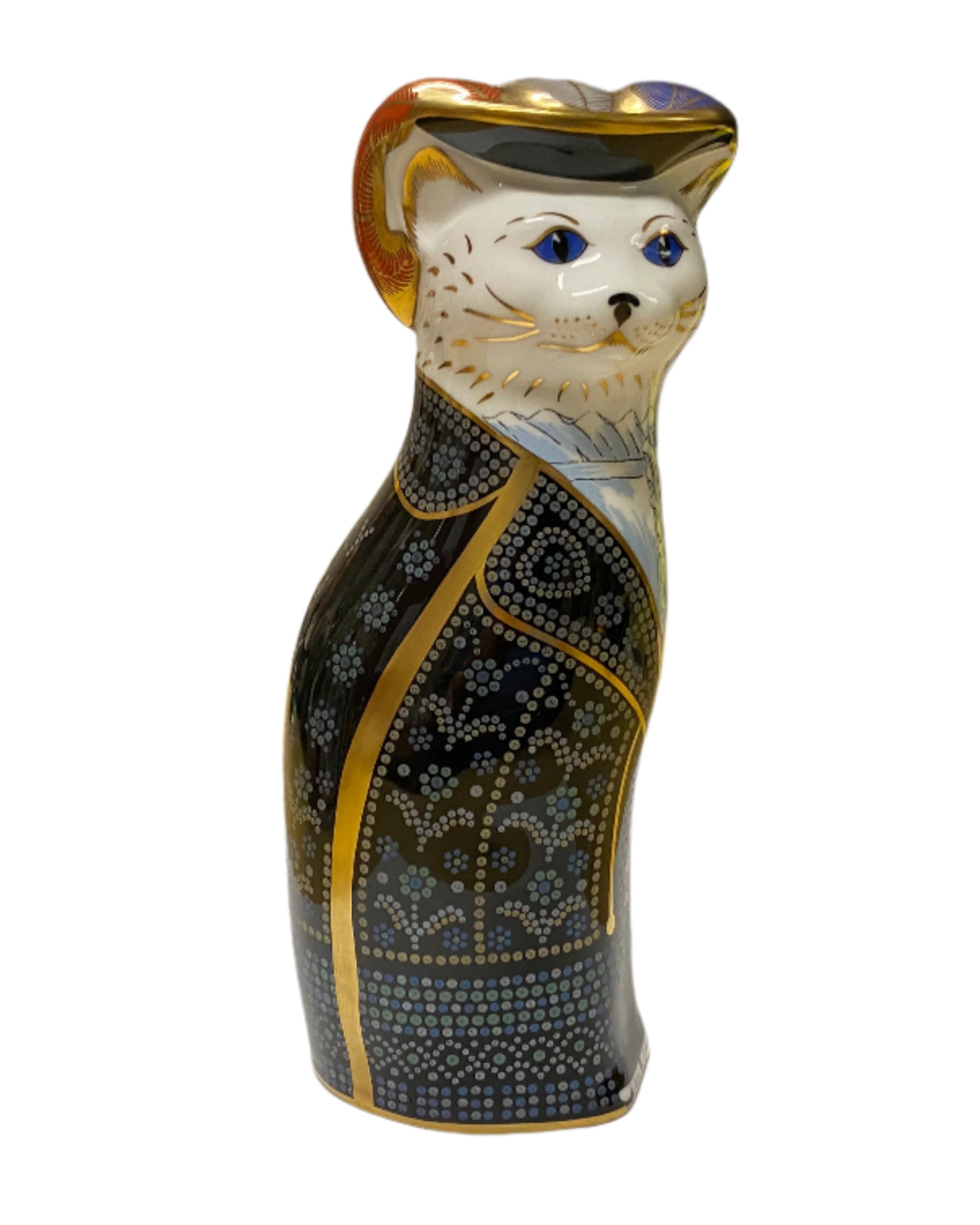 Vintage Royal Crown Derby Pearly Queen Cat Figurine