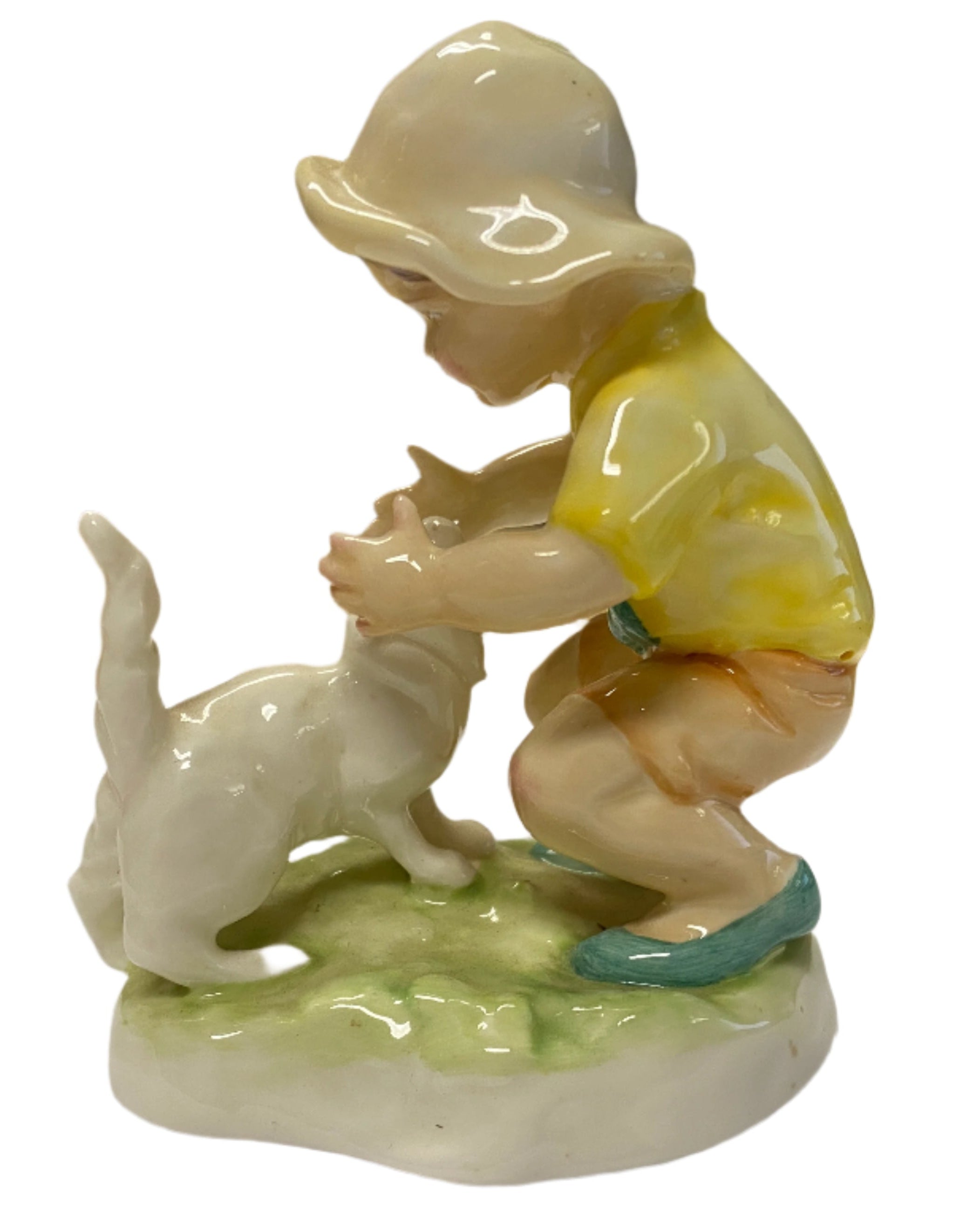 Vintage Royal Worcester Child and Cat Figurine