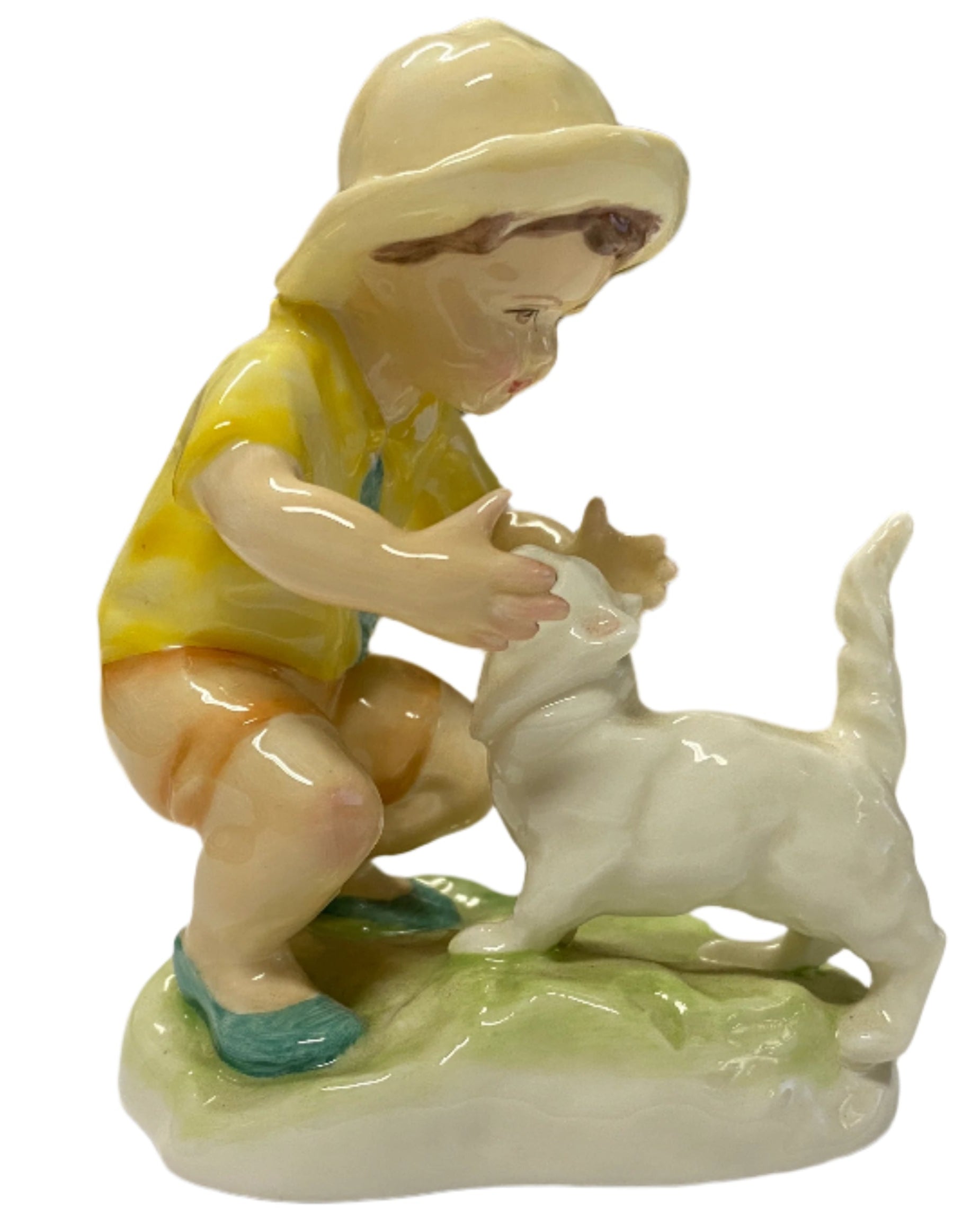 Vintage Royal Worcester Child and Cat Figurine