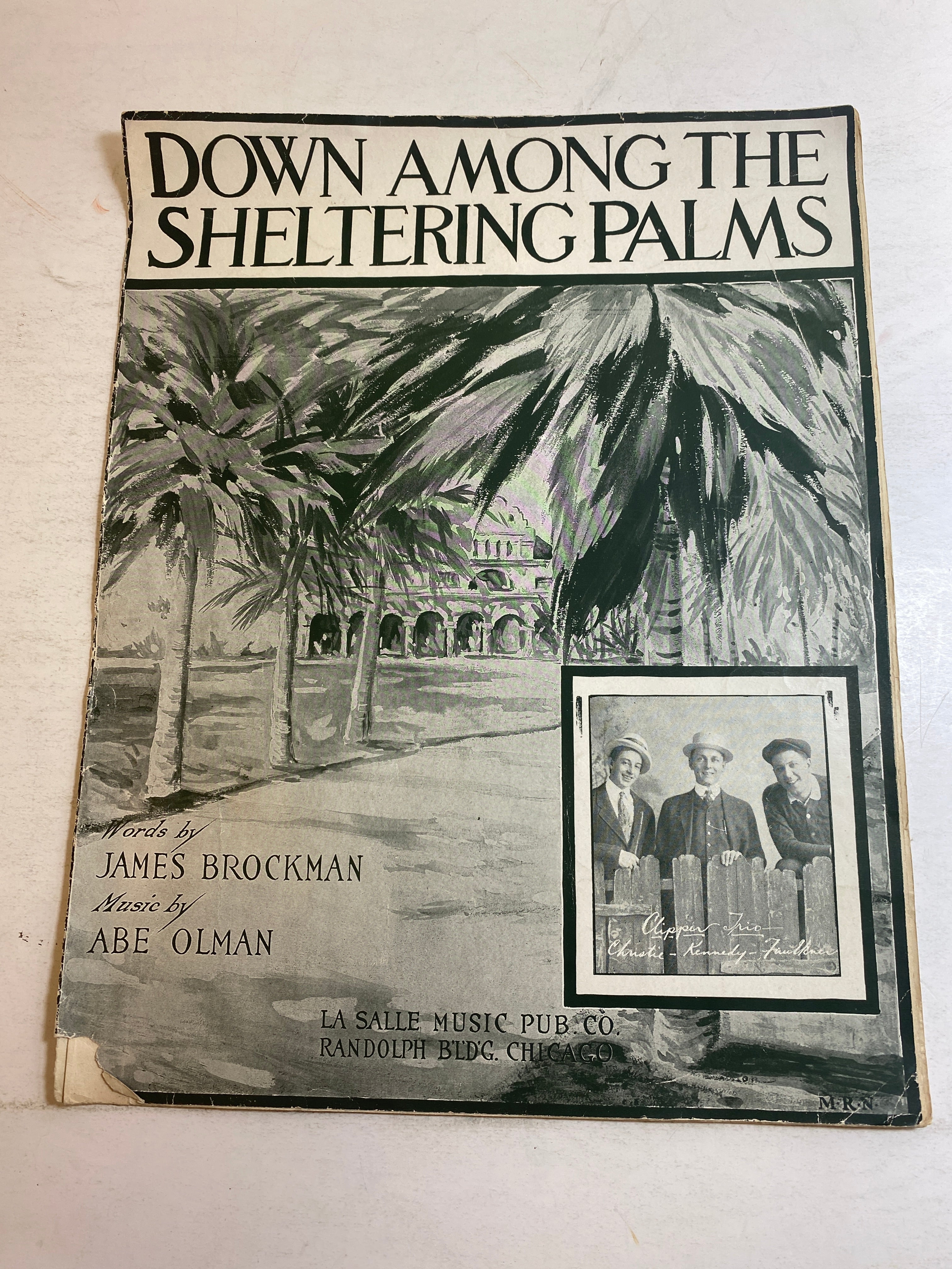 Vintage Sheet Music Down Among the Sheltering Palms