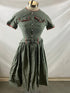 Vintage Short Sleeve Green Dress with Red Borders