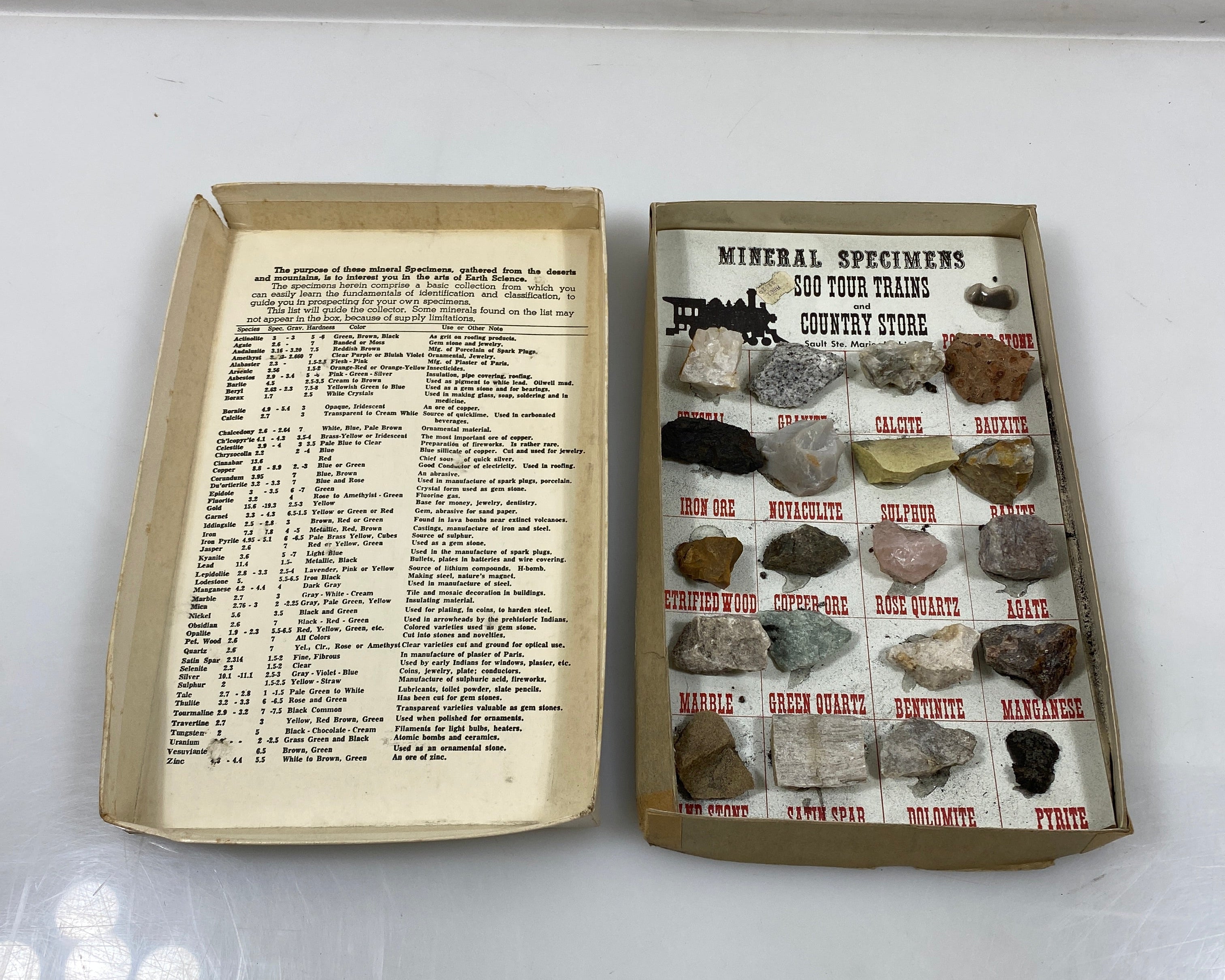Vintage Soo Tour Trains and County Store Mineral Specimens Collection Set