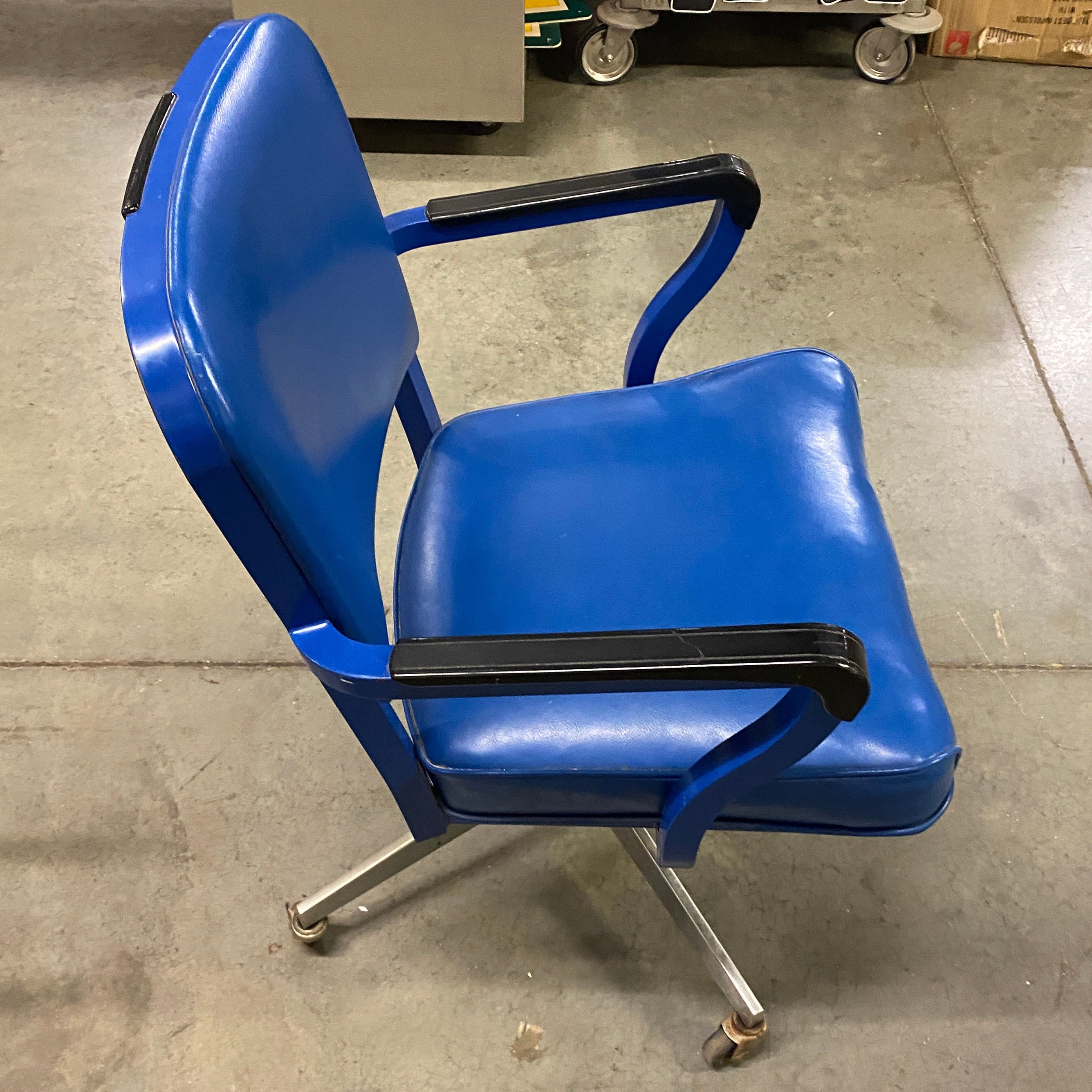 Vintage Steelcase #C148 Blue Upholstered Metal Office Chair