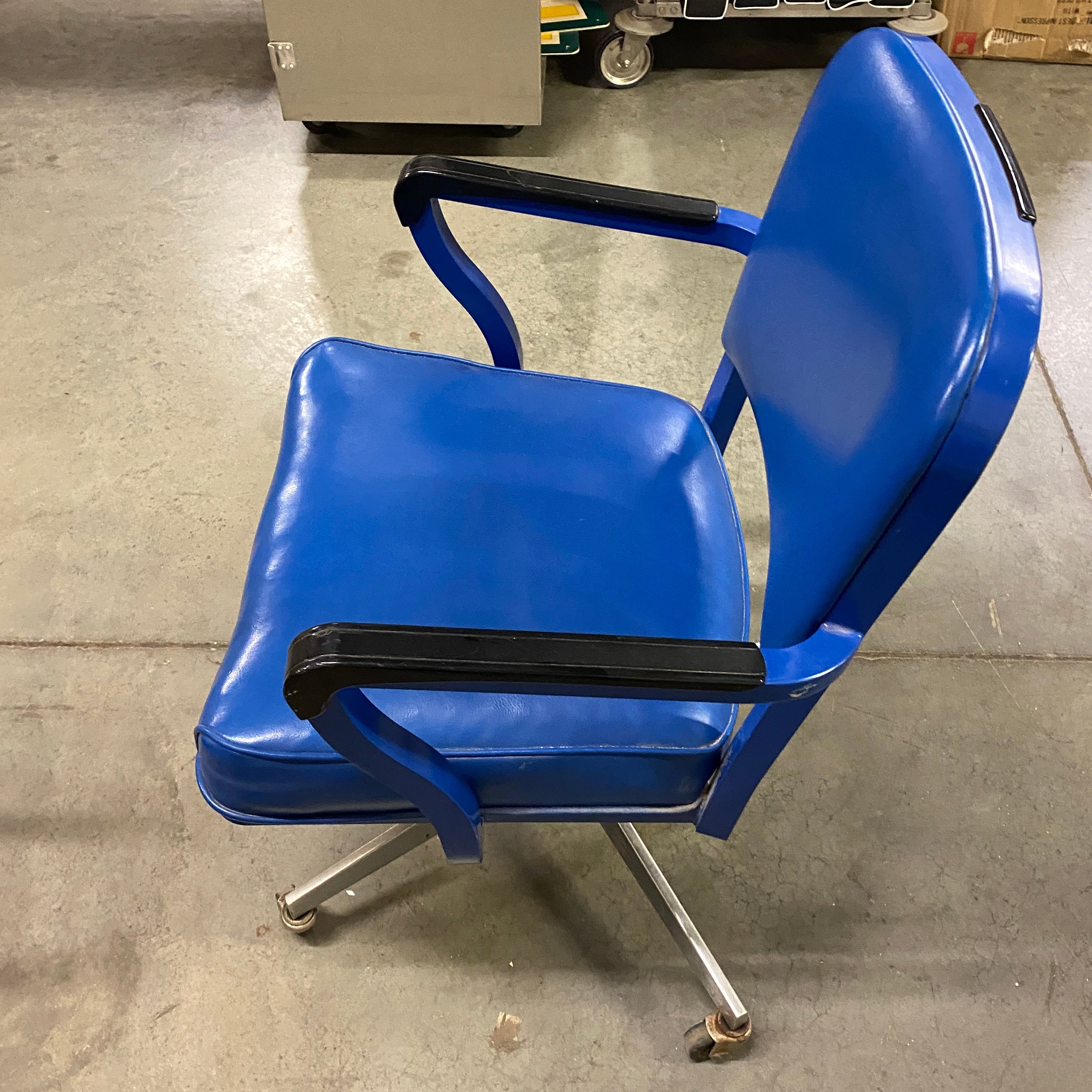 Vintage Steelcase #C148 Blue Upholstered Metal Office Chair