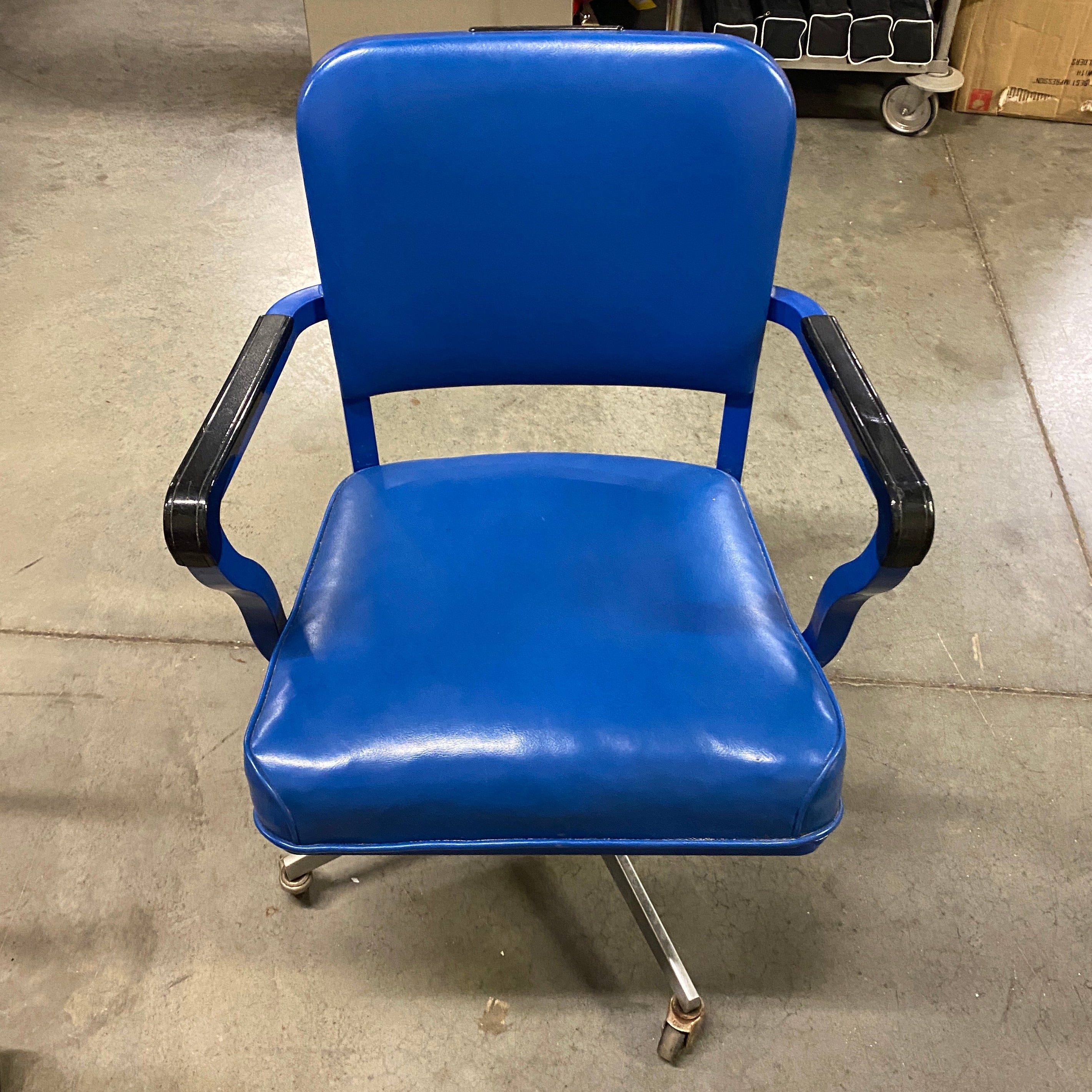 Vintage Steelcase #C148 Blue Upholstered Metal Office Chair