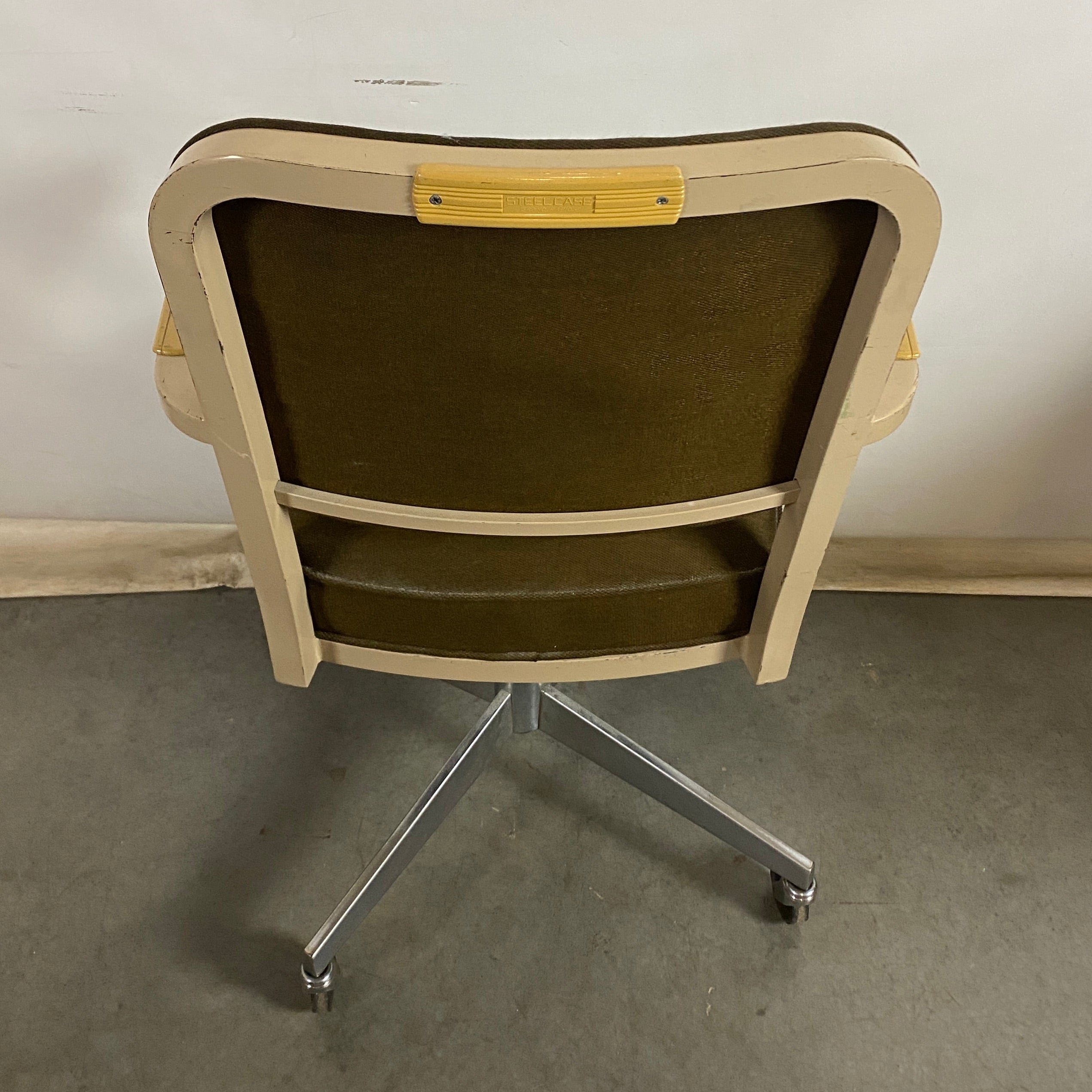 Vintage Steelcase #C148 Brown Upholstered Metal Office Chair
