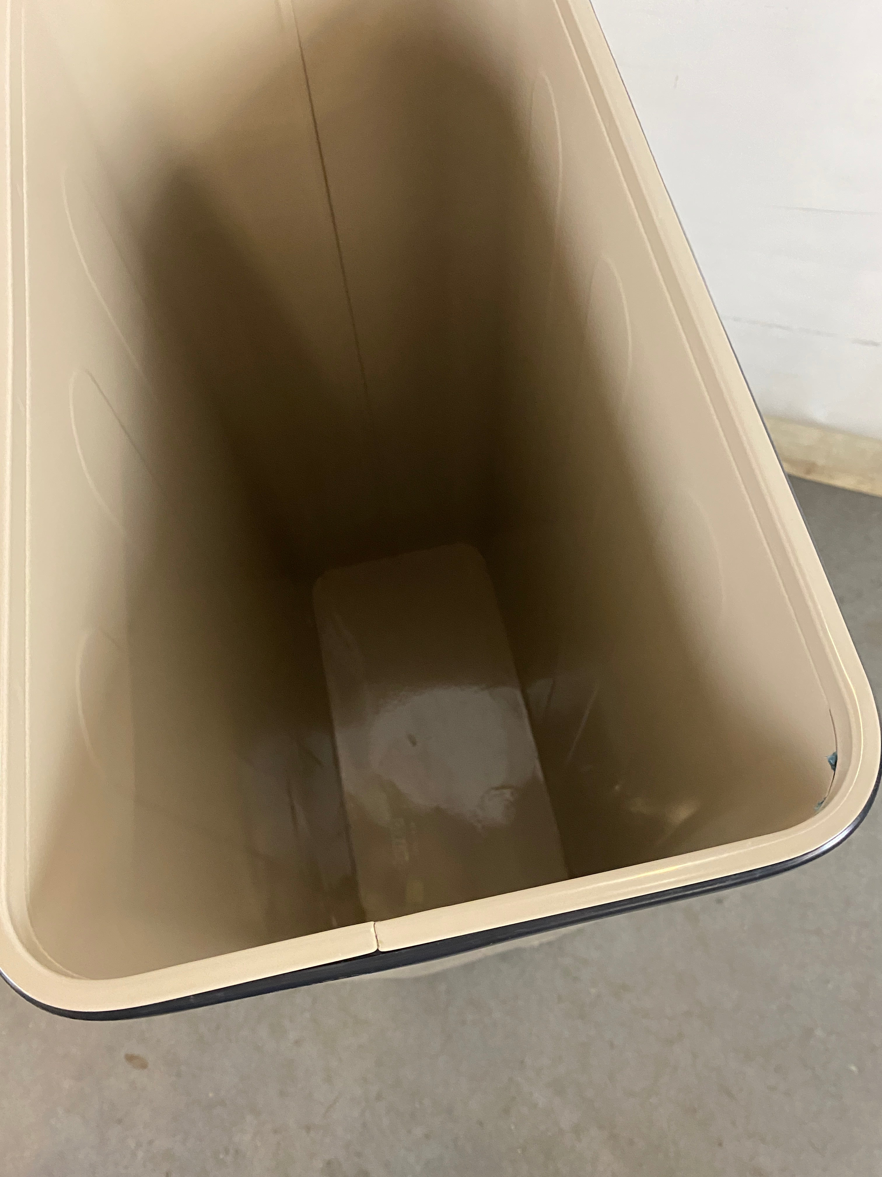 Vintage United 30" Rectangle Tan Trash Can