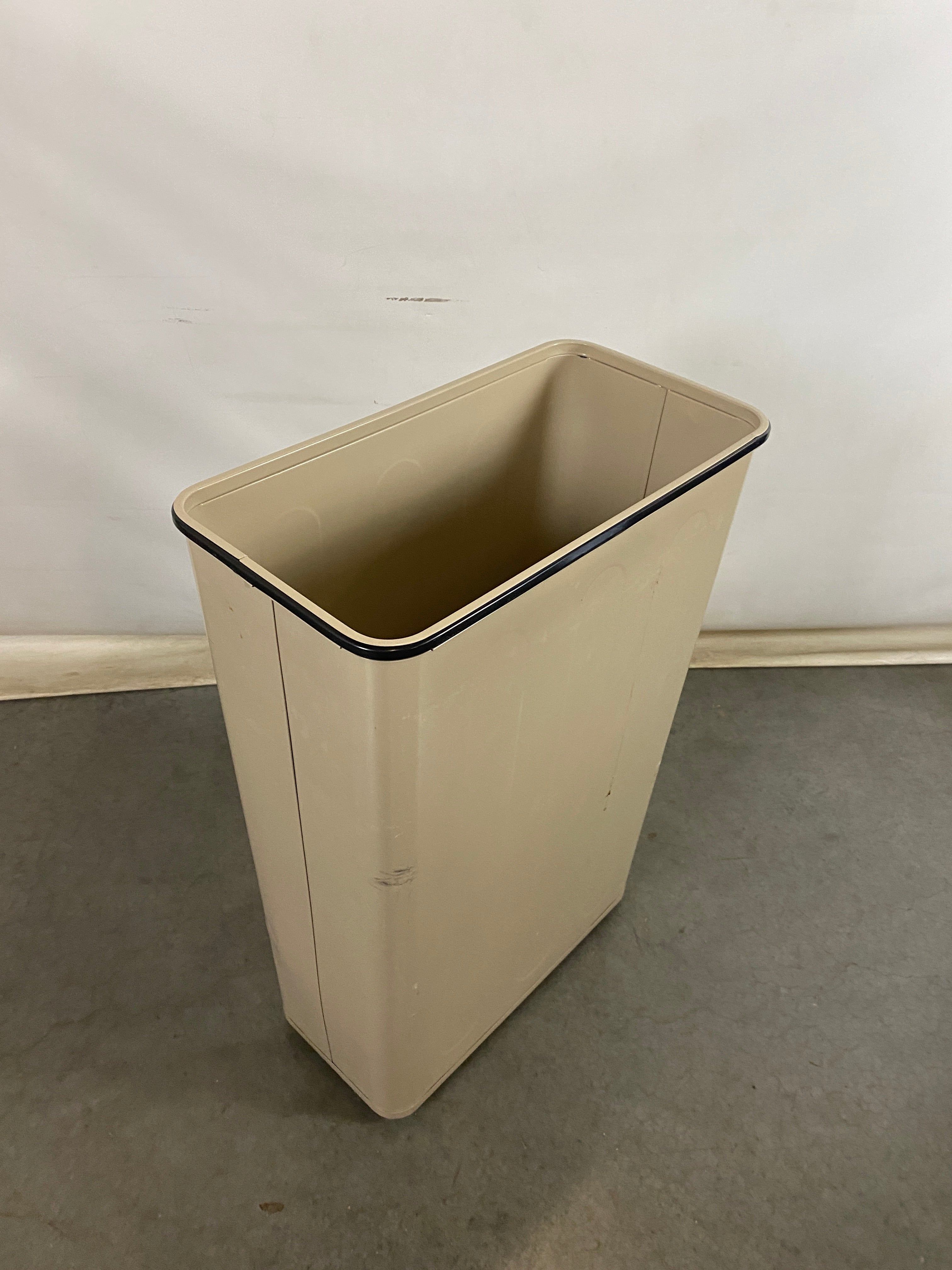 Vintage United 30" Rectangle Tan Trash Can