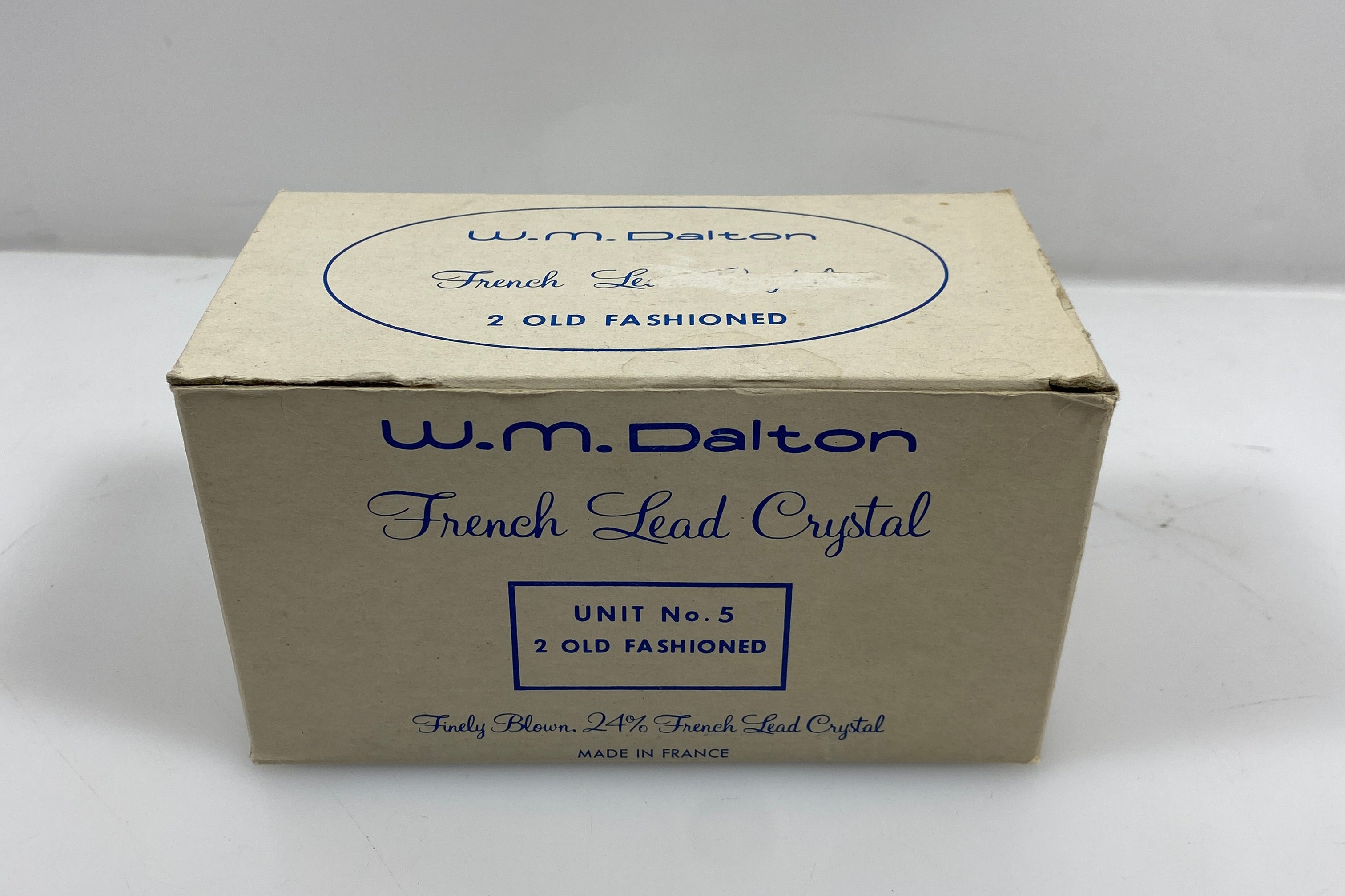 Vintage W.M. Dalton French Lead Crystal #5 2 Pack of Old Fashioned Glasses *New*