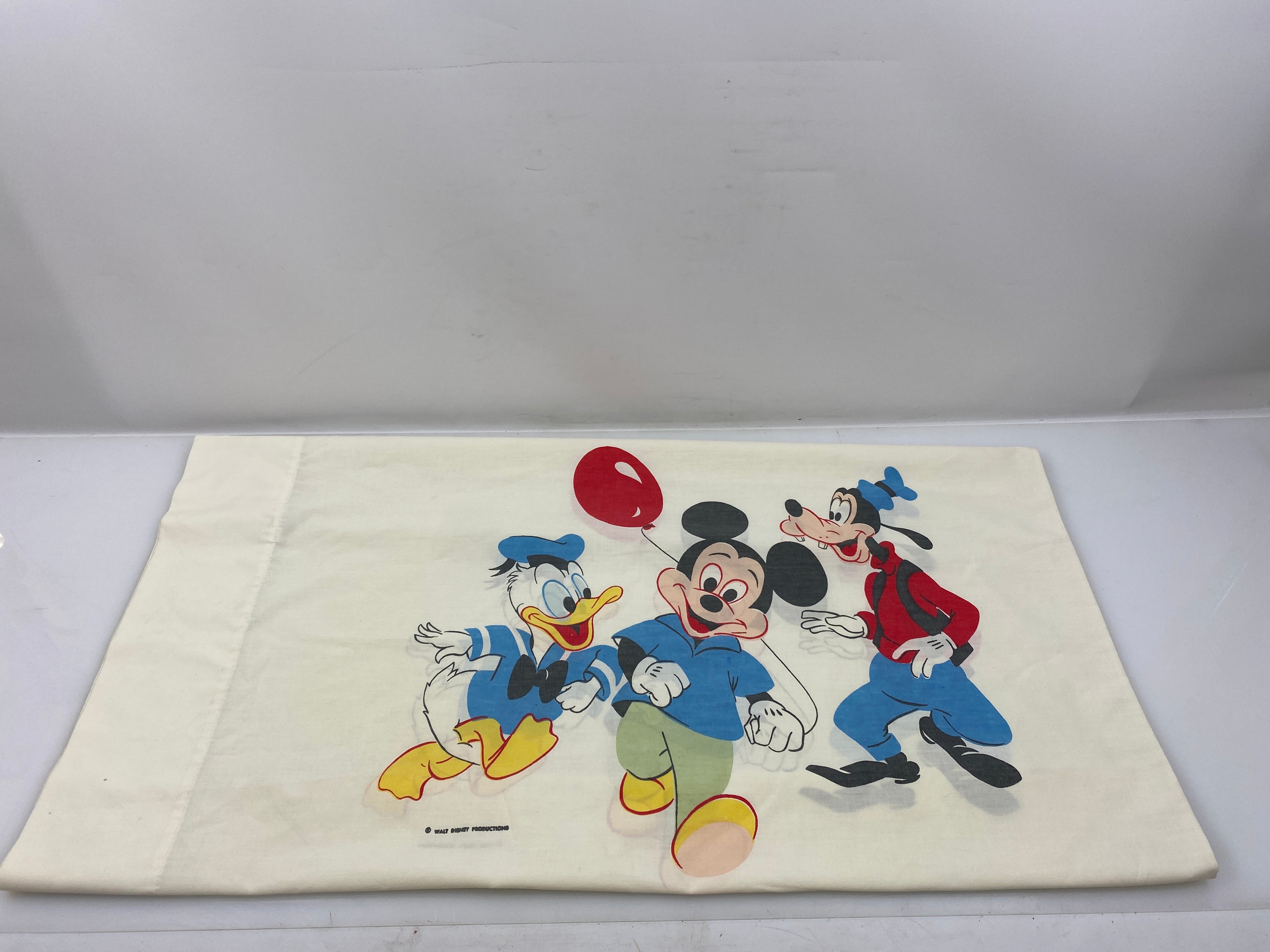 Vintage Walt Disney Mikey Mouse, Goofy, Donald Duck Pillowcase