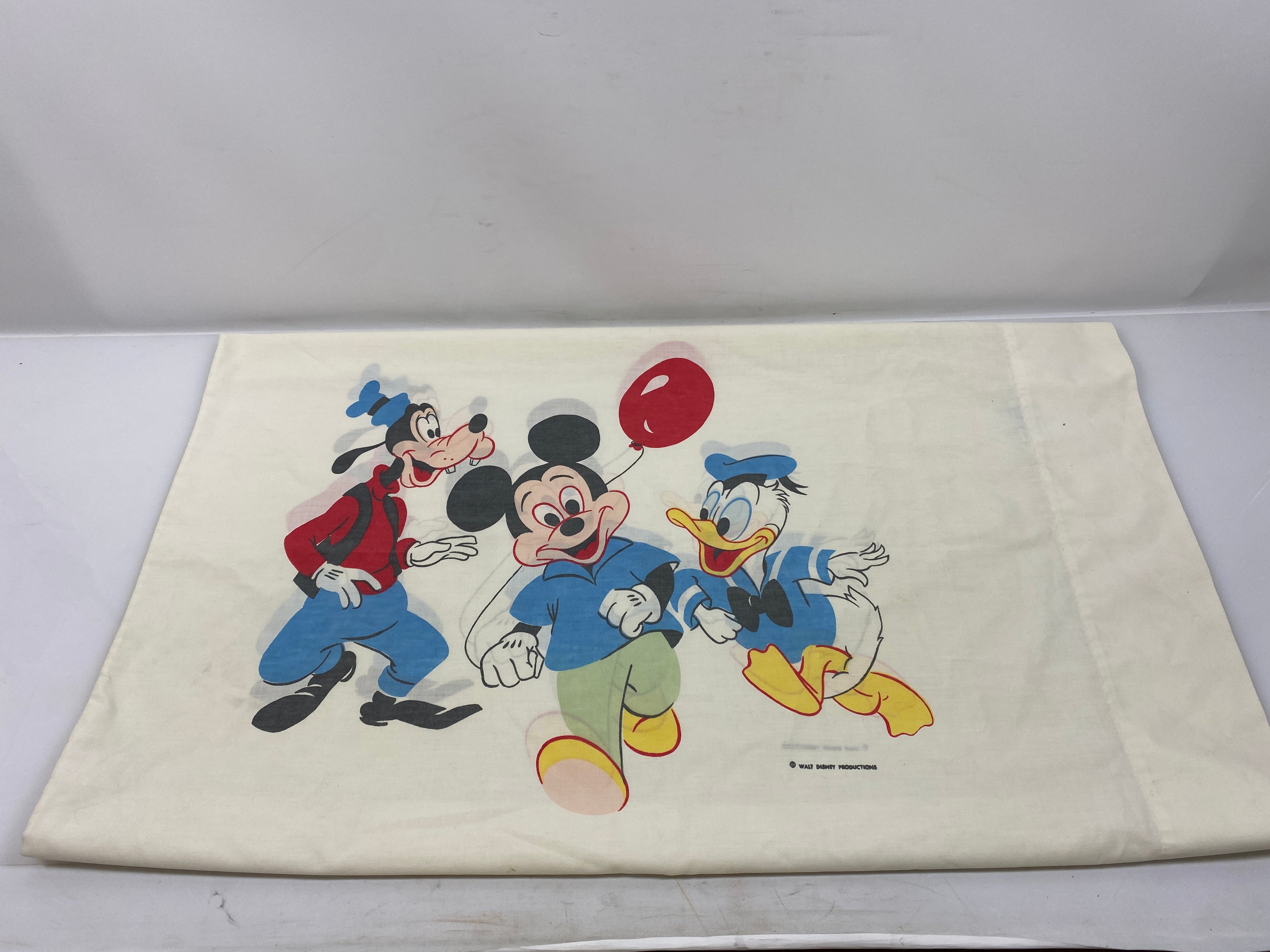 Vintage Walt Disney Mikey Mouse, Goofy, Donald Duck Pillowcase