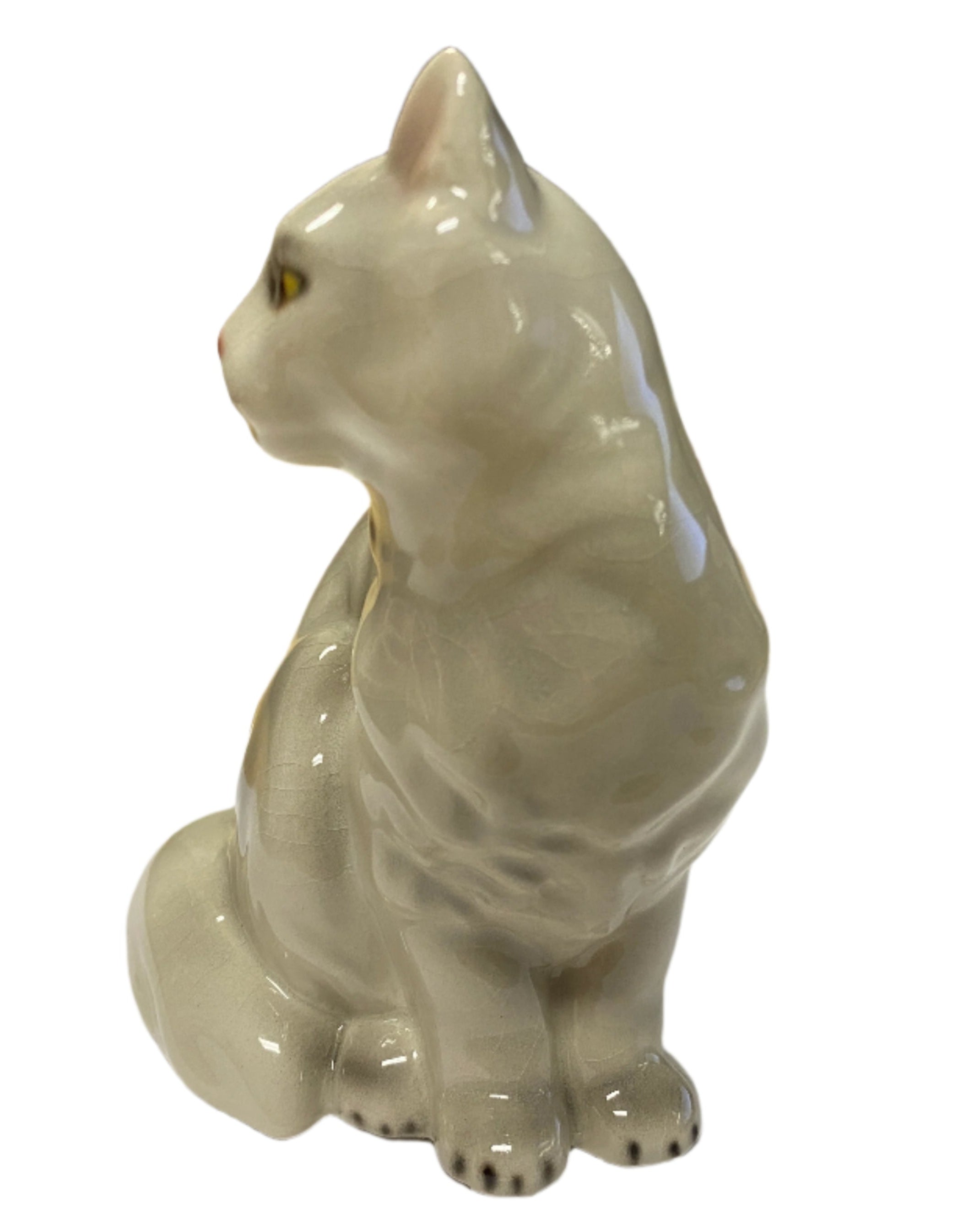 Vintage Wien Keranos Ceramic White Cat Figurine