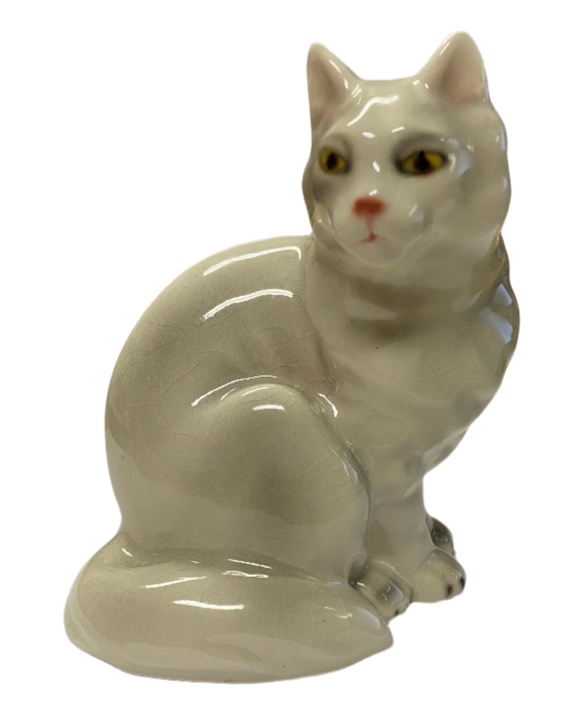 Vintage Wien Keranos Ceramic White Cat Figurine