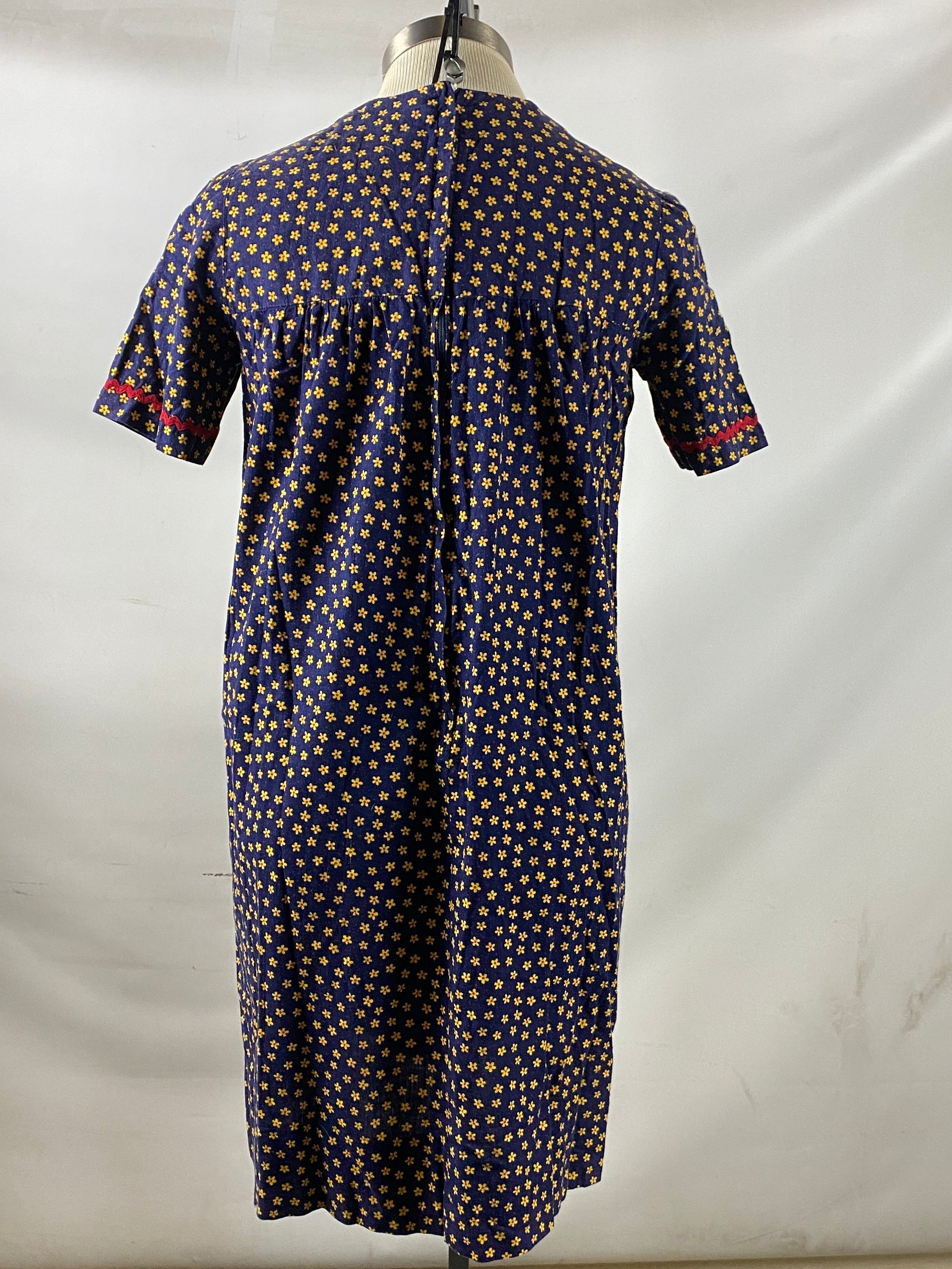 Vintage Women's Blue Flower Print Dress