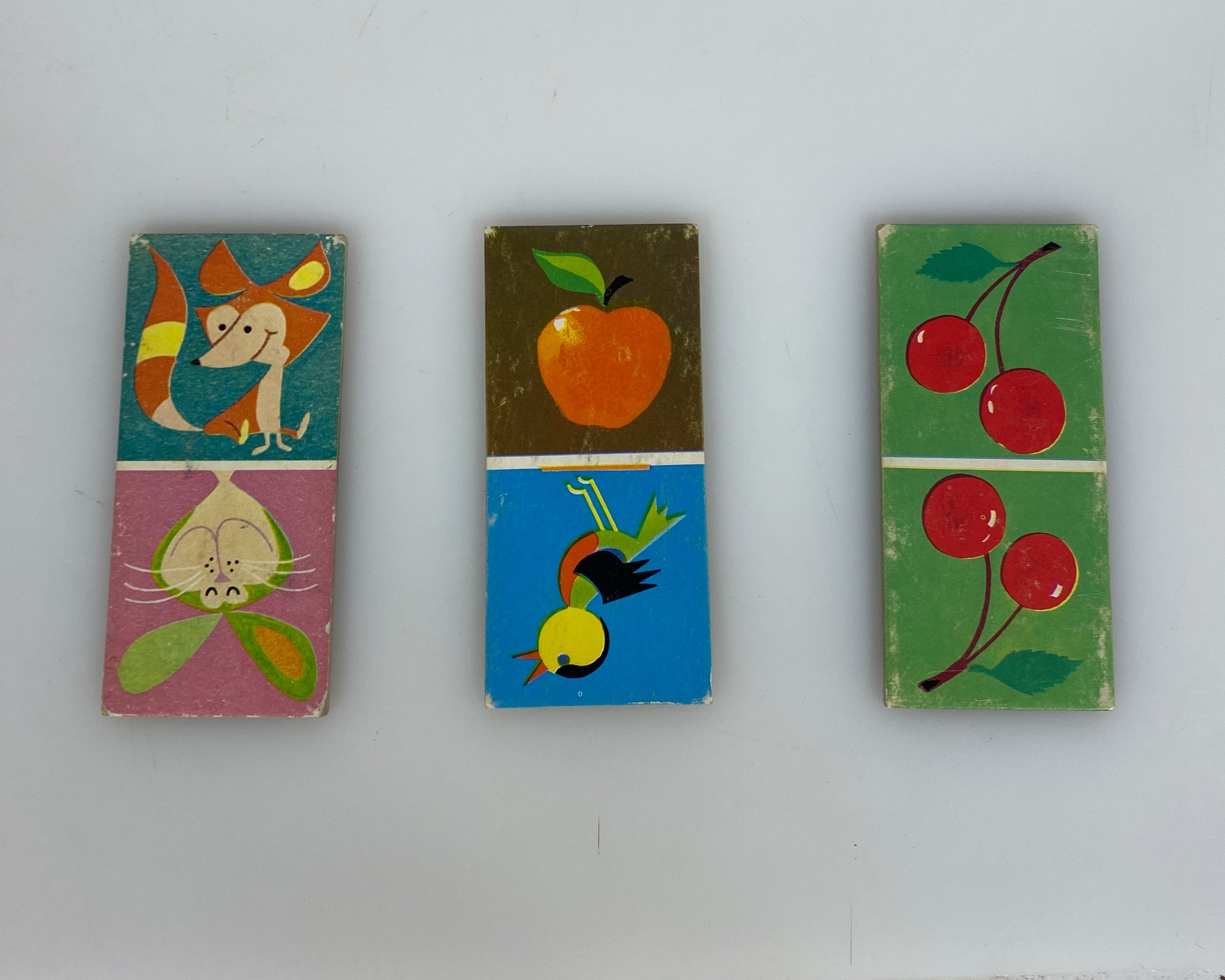 Vintage Word Image Match Cardboard Tiles
